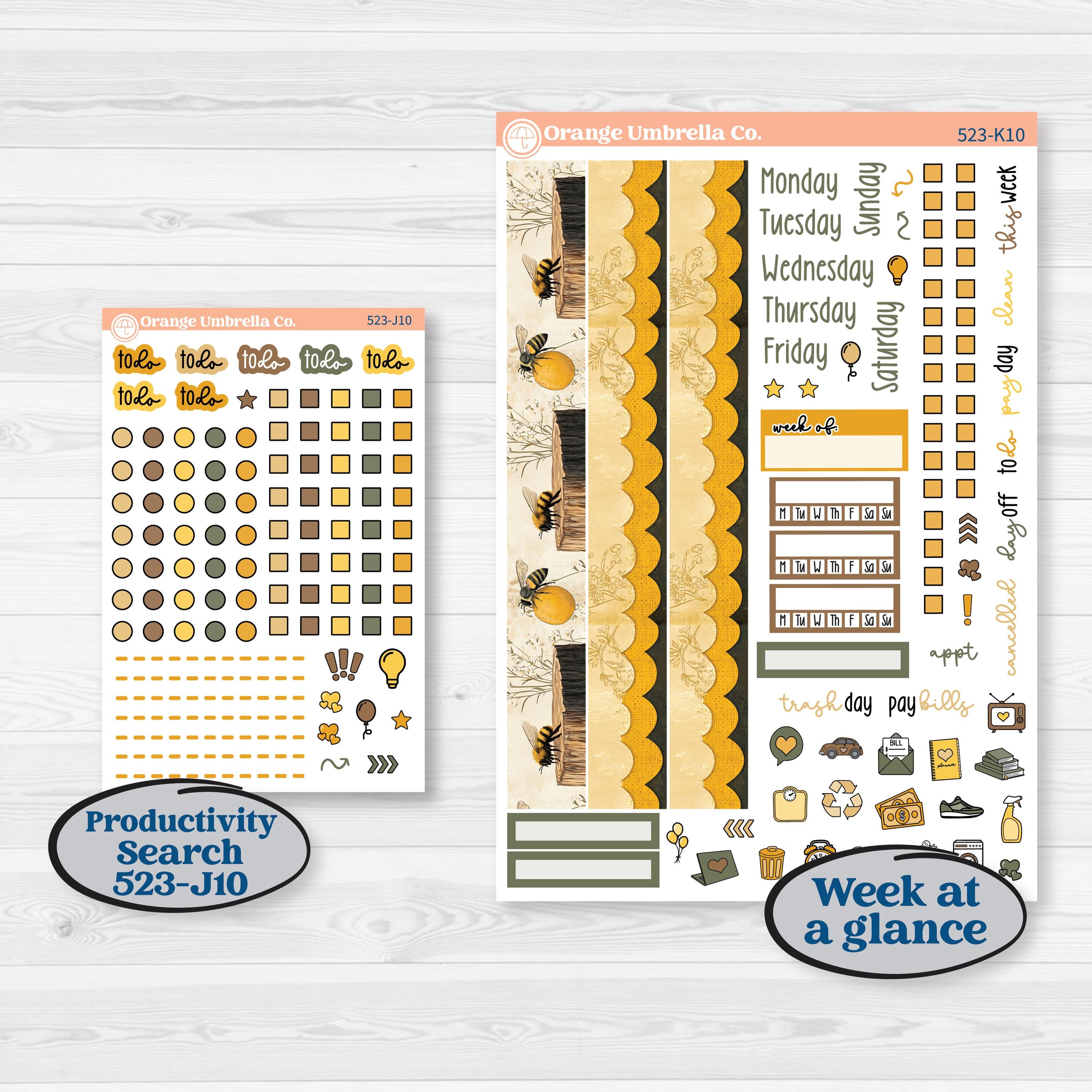 Honeybee Garden | 7x9 Erin Condren Daily Duo Planner Kit Stickers | Bumble | KIT-523-K