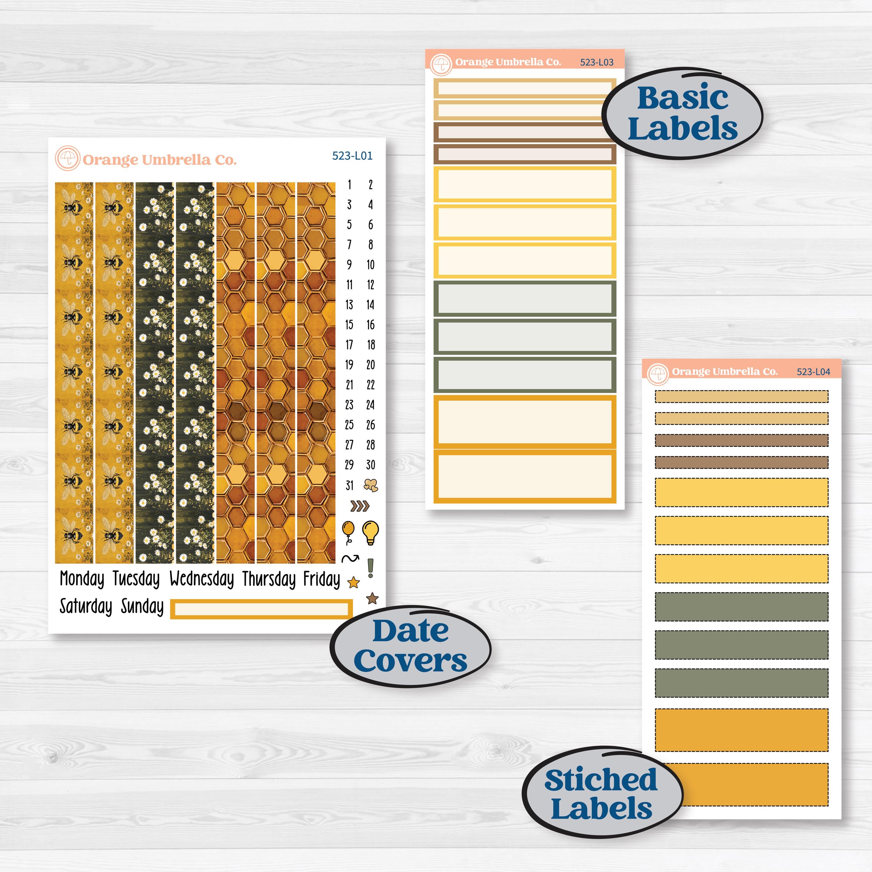 Honeybee Garden | 7x9 Plum Daily Planner Kit Stickers | Bumble | KIT-523-L