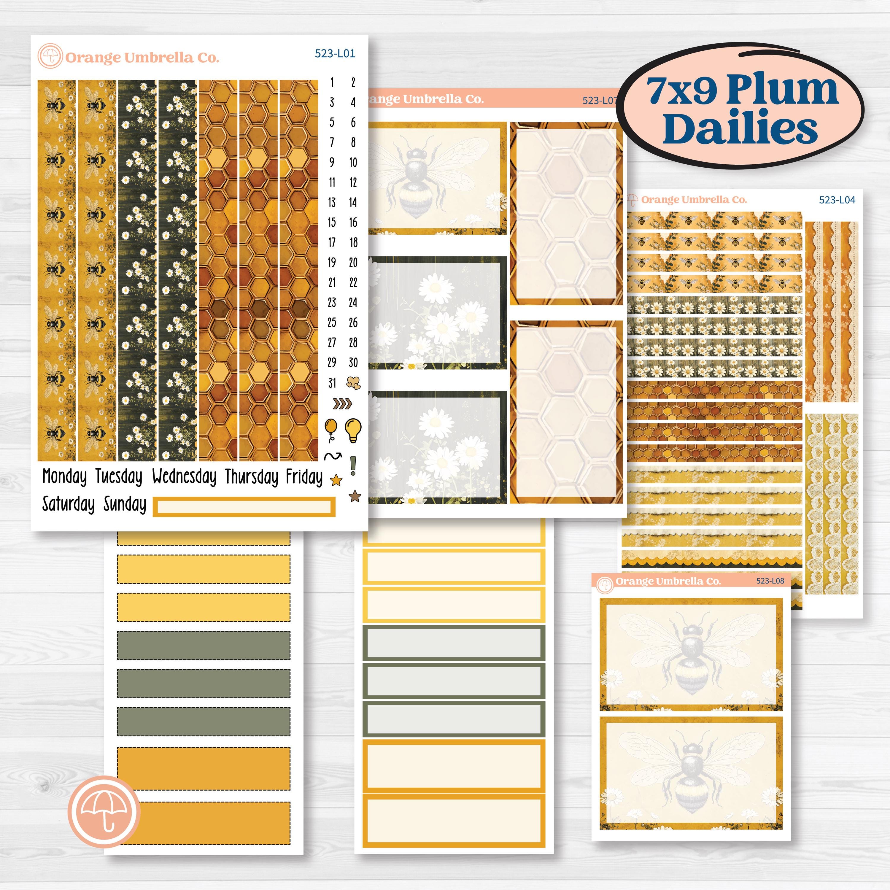 Honeybee Garden | 7x9 Plum Daily Planner Kit Stickers | Bumble | KIT-523-L