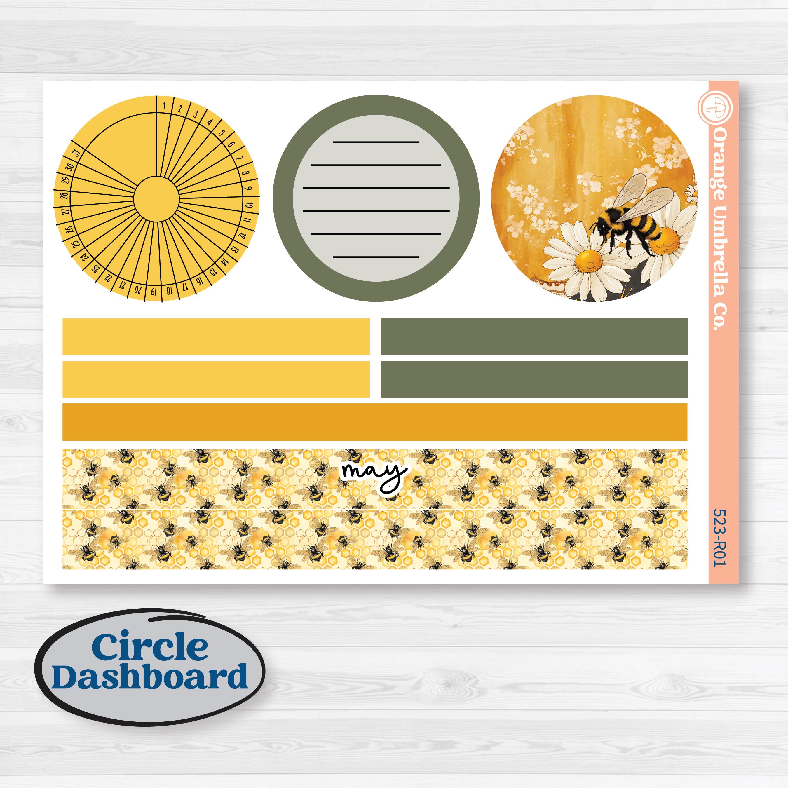 Honeybee Garden | 8.5x11 Plum Monthly & Dashboard Planner Kit Stickers | Bumble | KIT-523-R