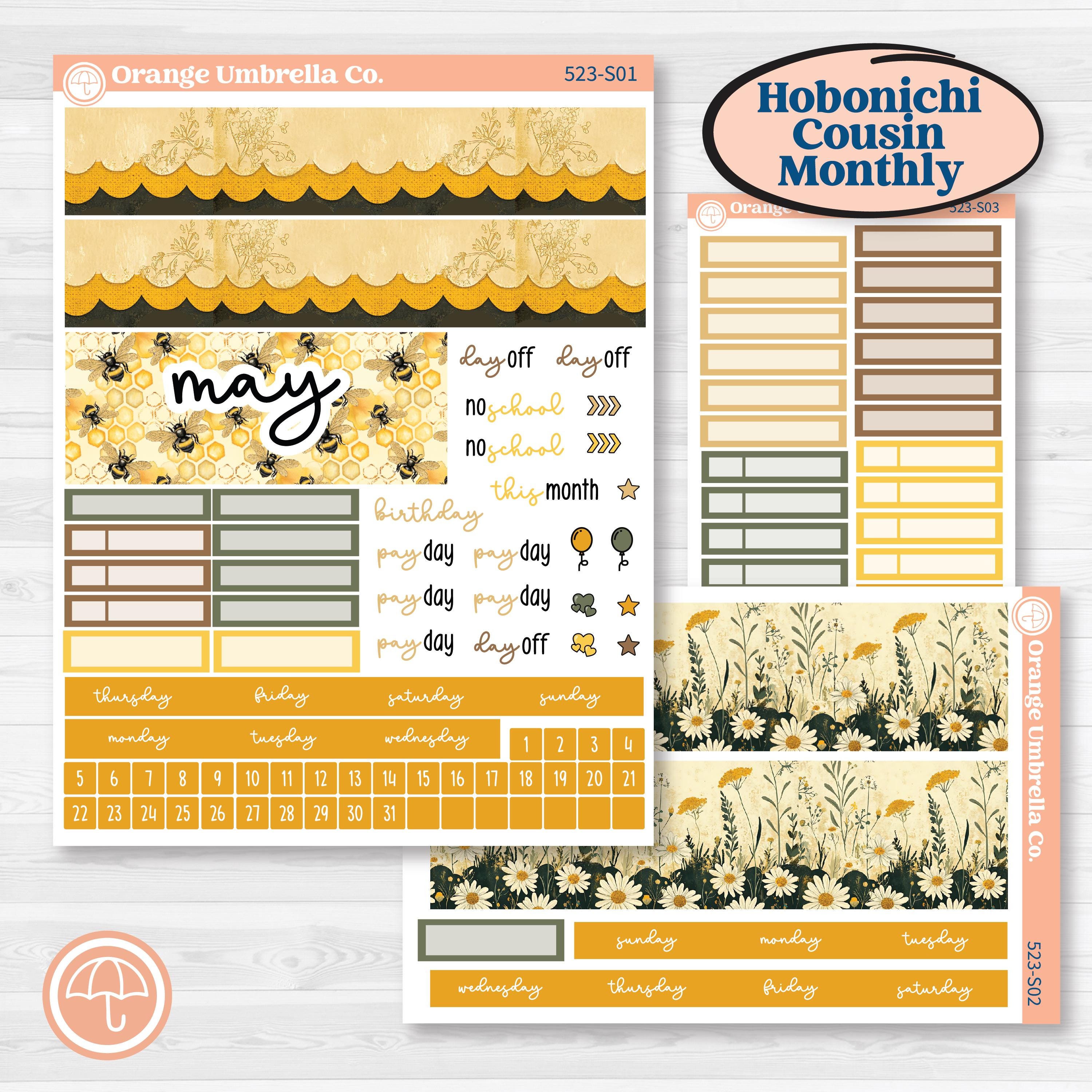 Honeybee Garden | Hobonichi Cousin Monthly Planner Kit Stickers | Bumble | KIT-523-S