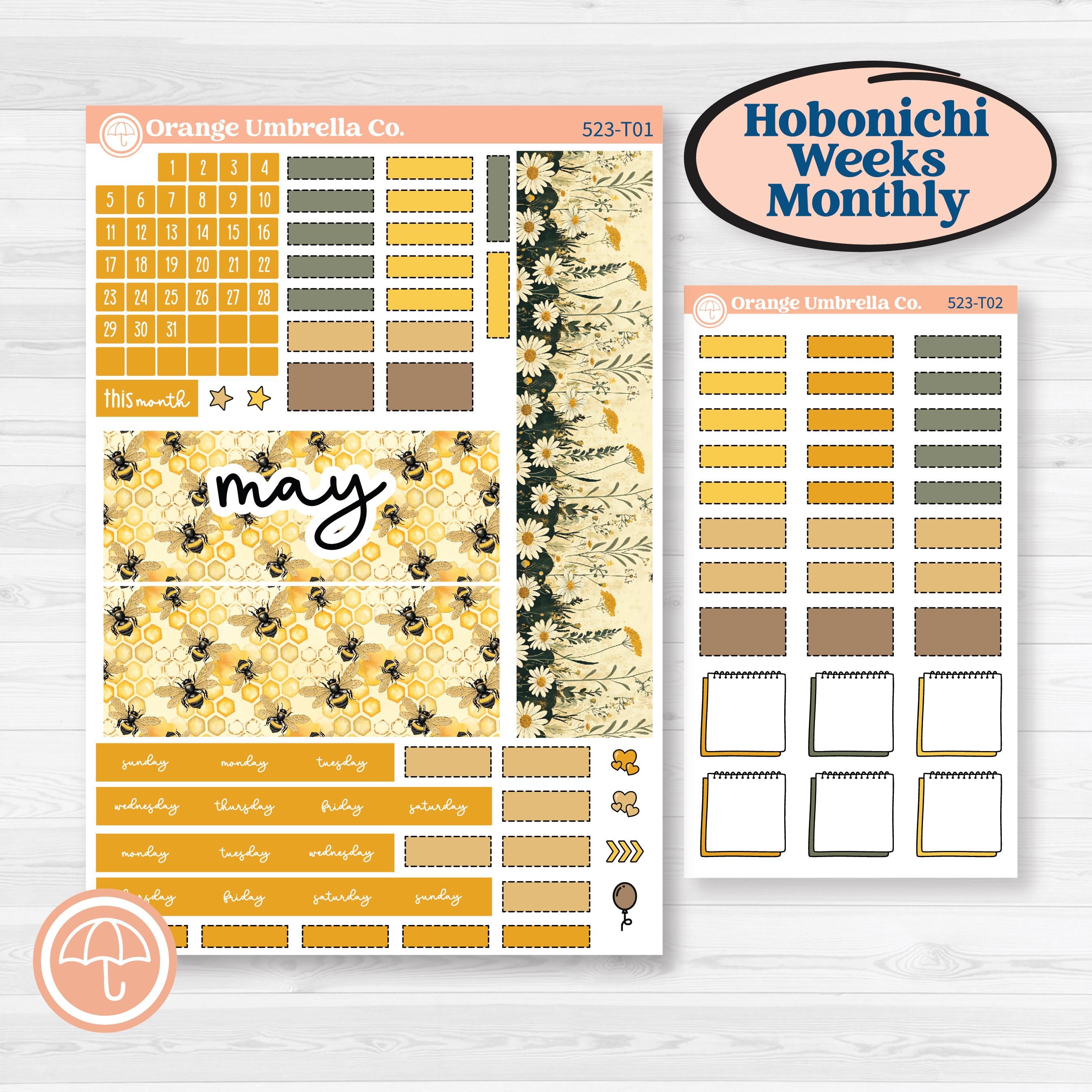 Honeybee Garden | Hobonichi Weeks Monthly Planner Kit Stickers | Bumble | KIT-523-T