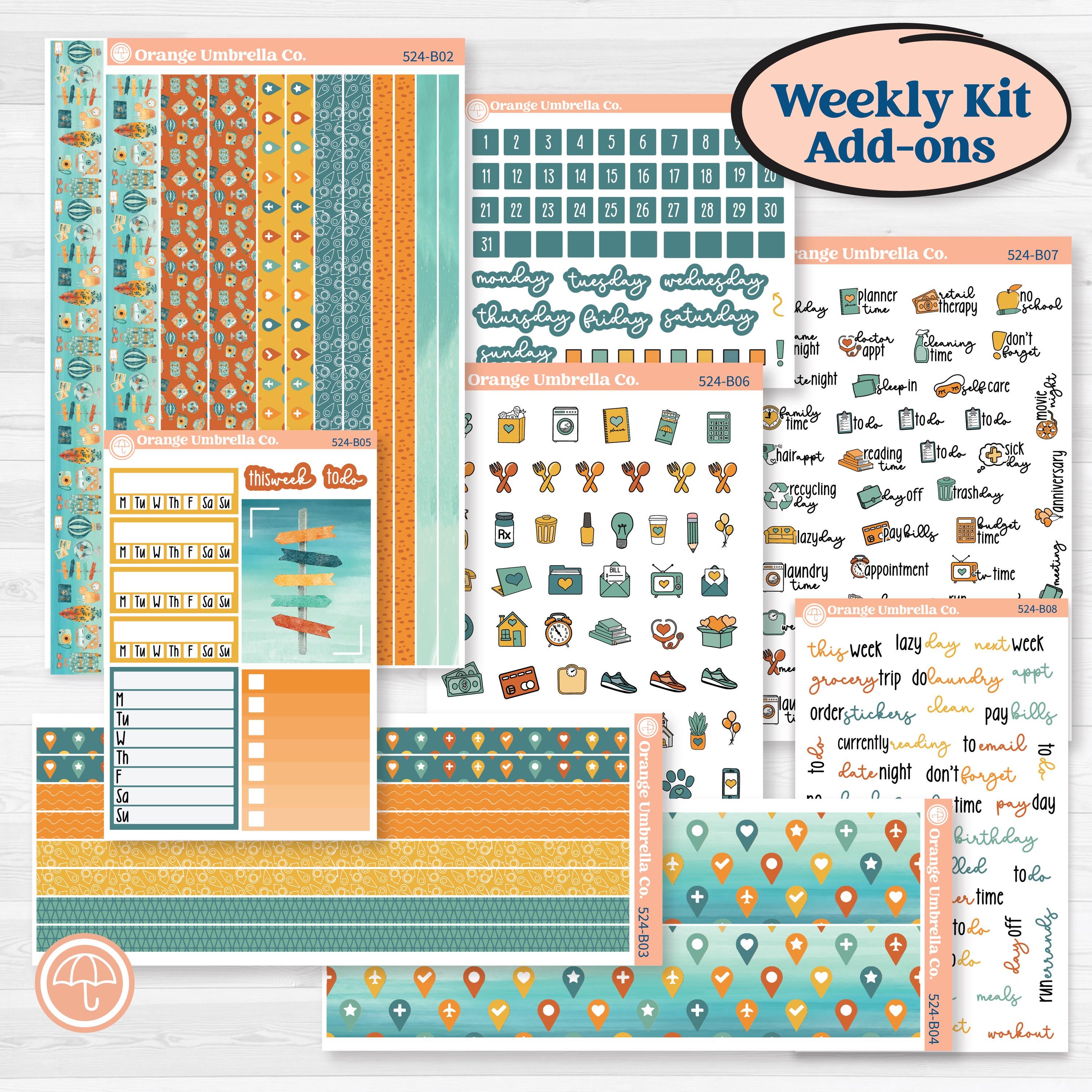 Summer Road Trip | Weekly Add-On Planner Kit Stickers | Road Less Traveled | KIT-524-B
