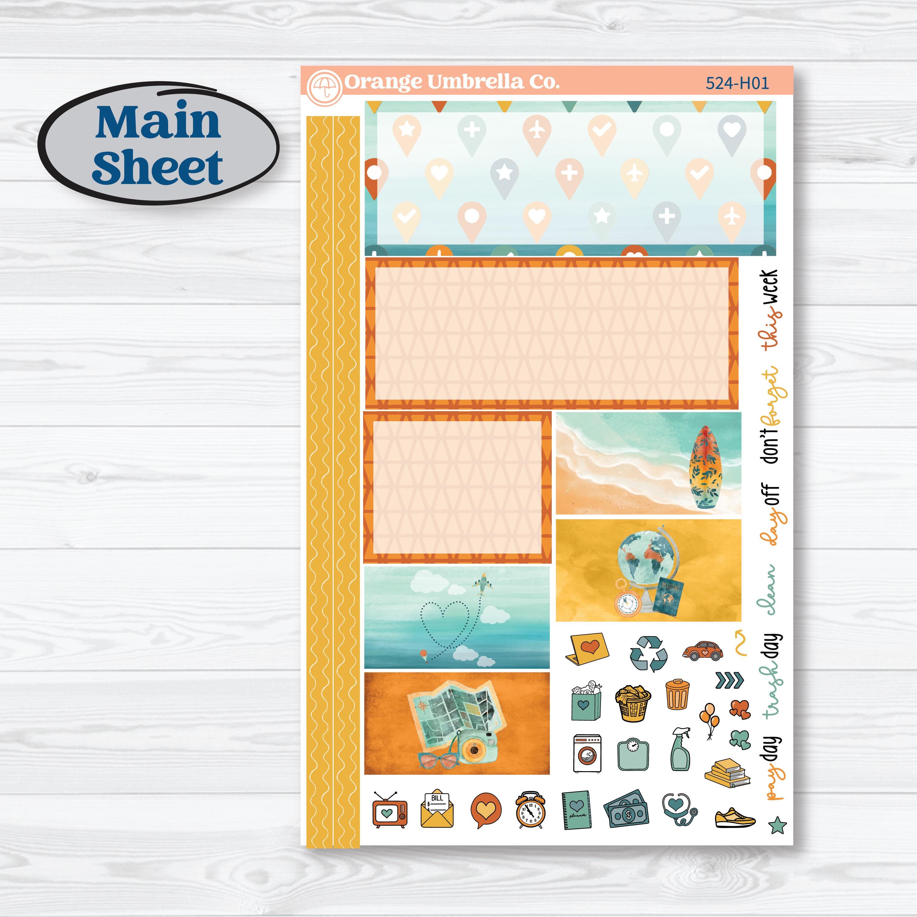Summer Road Trip | Plum Vertical Priorities 7x9 Planner Kit Stickers | Road Less Traveled | KIT-524-H