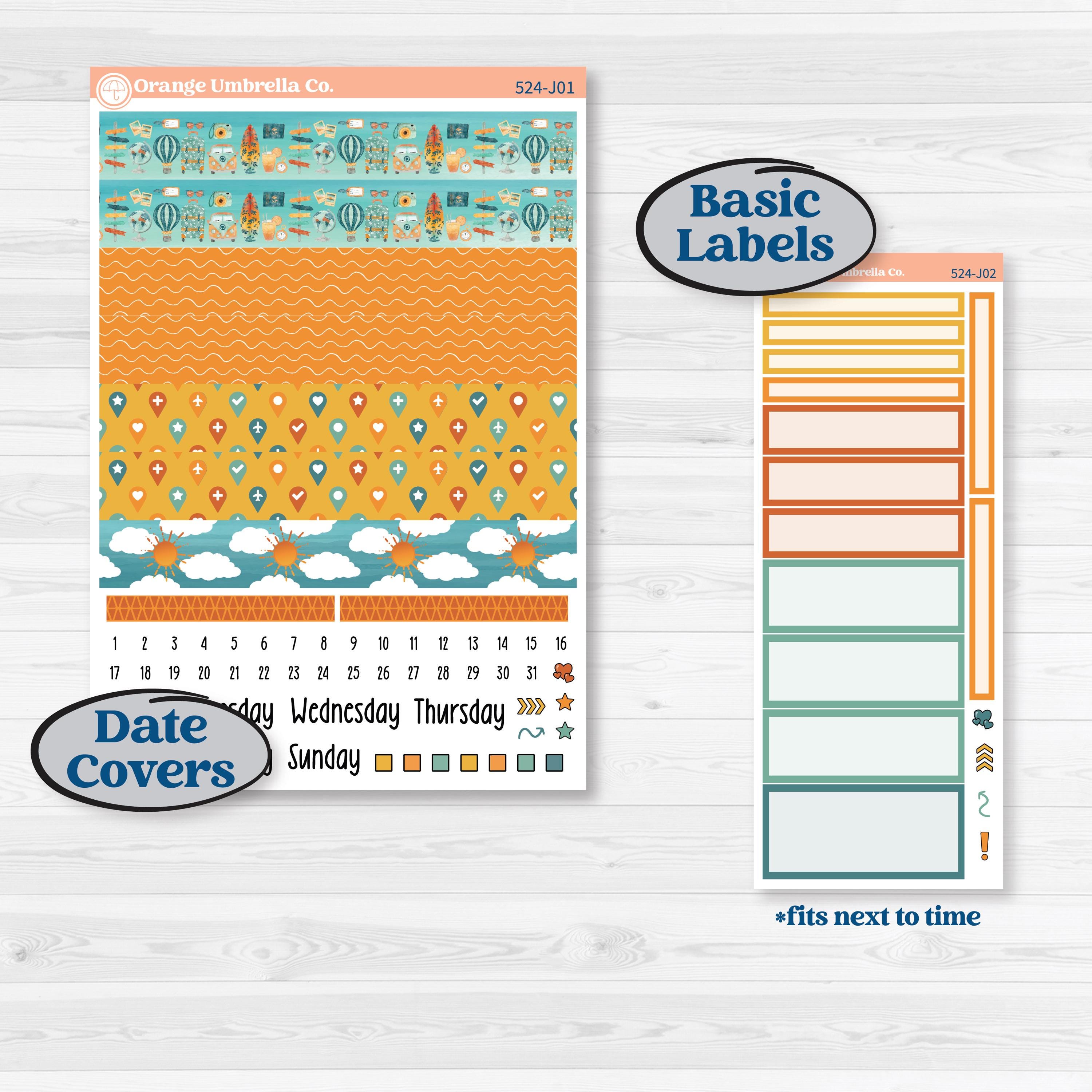 Summer Road Trip | A5 Daily Duo Planner Kit Stickers | Road Less Traveled | KIT-524-J