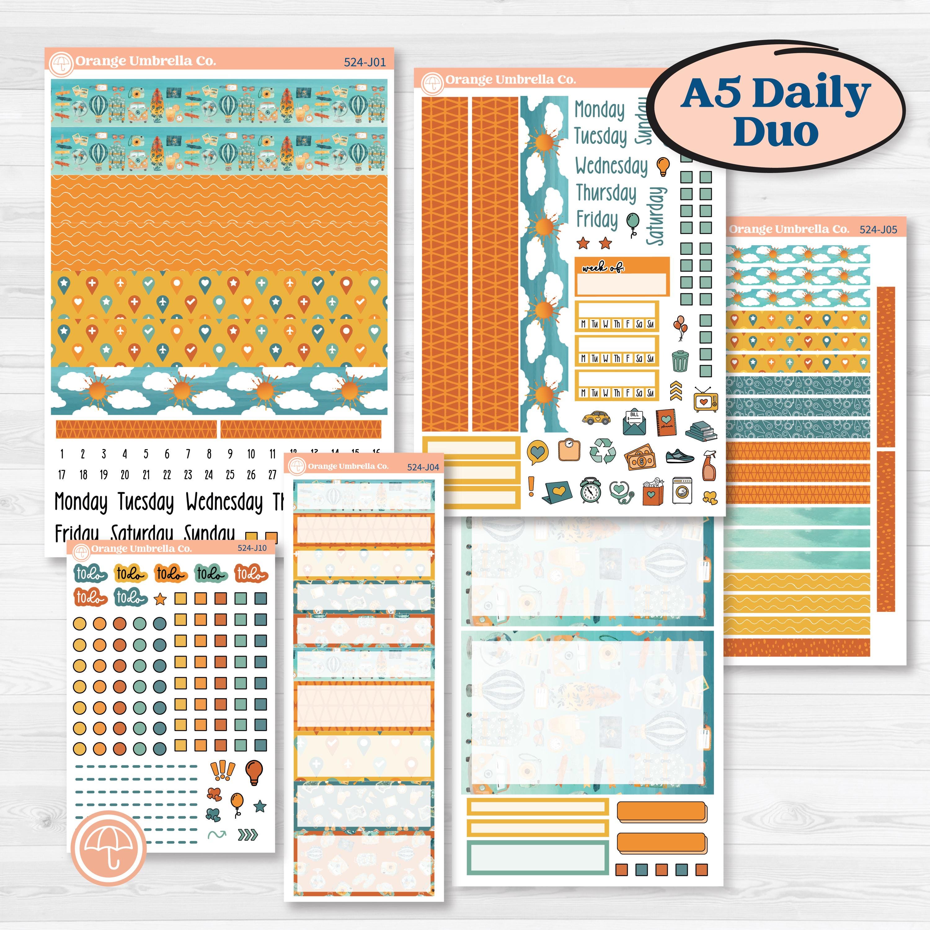 Summer Road Trip | A5 Daily Duo Planner Kit Stickers | Road Less Traveled | KIT-524-J