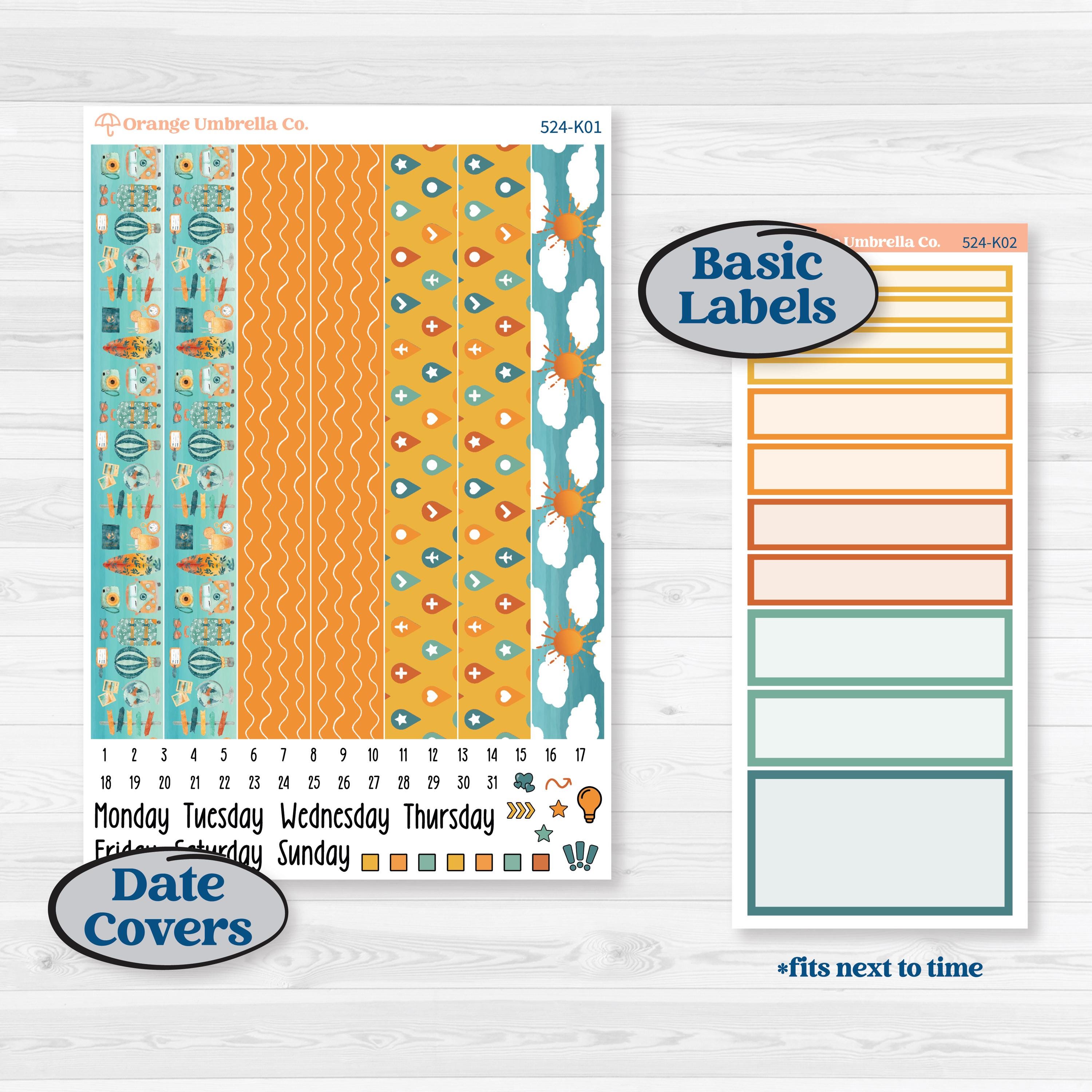 Summer Road Trip | 7x9 Erin Condren Daily Duo Planner Kit Stickers | Road Less Traveled | KIT-524-K