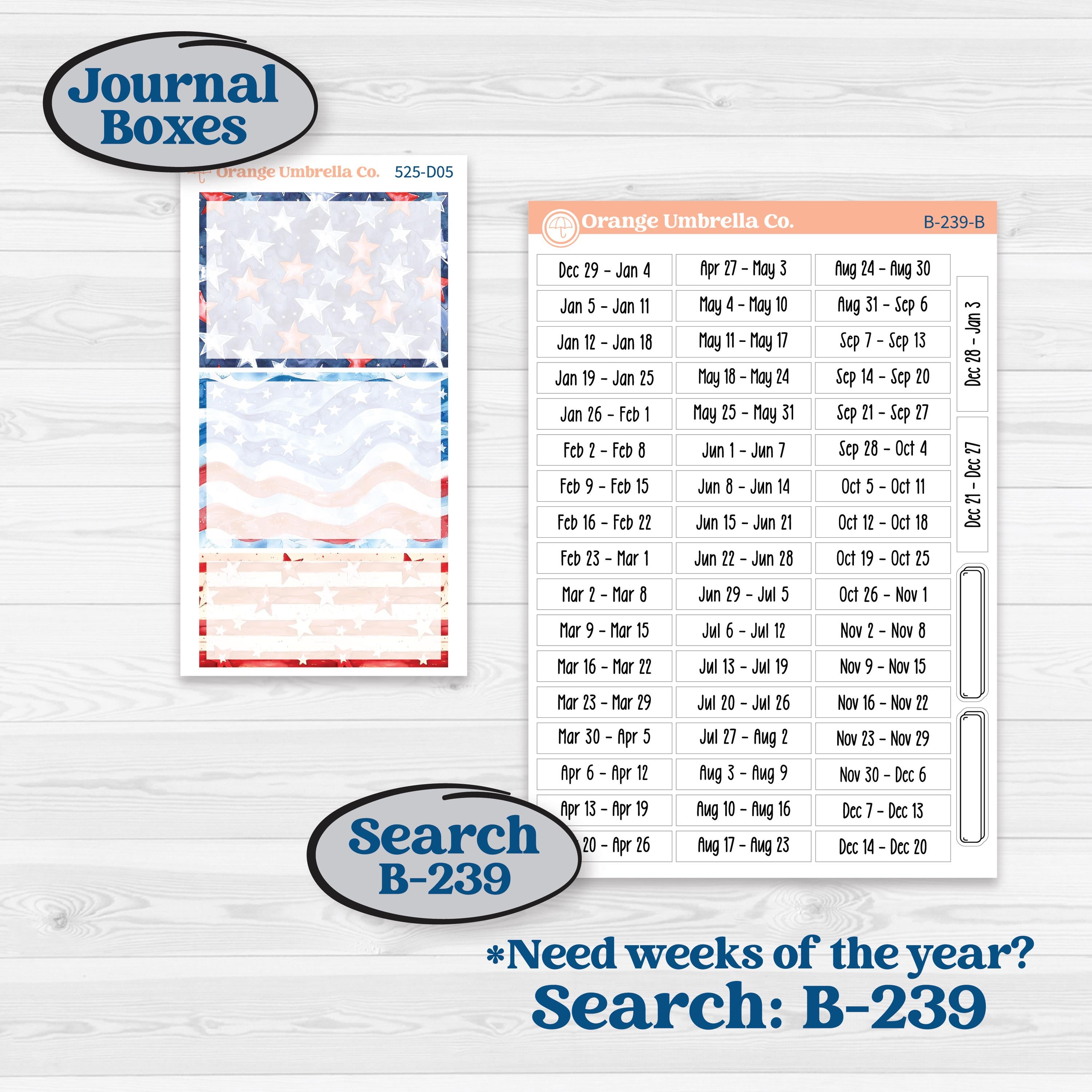 Memorial Day Kit | Journaling or Scrapbooking Kit | Creative Junk Journal Planner Stickers | Arlington | KIT-525-D