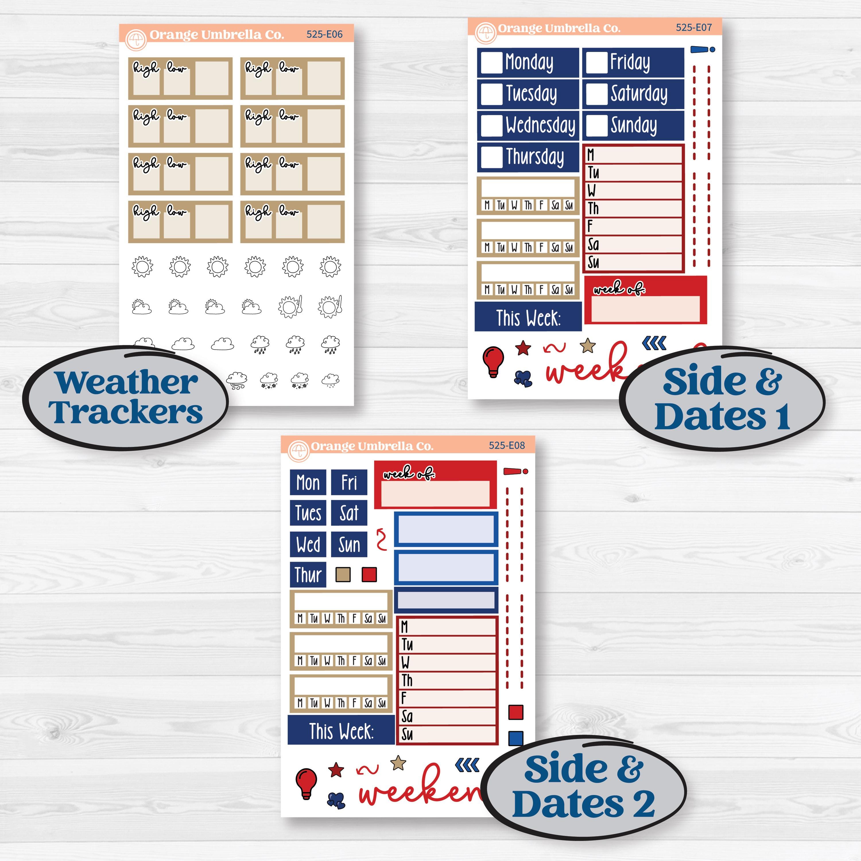 Memorial Day Kit | Hobonichi Cousin Weekly & Daily Planner Kit Stickers | Arlington | KIT-525-E