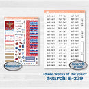 Memorial Day Kit | Hobonichi Cousin Weekly & Daily Planner Kit Stickers | Arlington | KIT-525-E