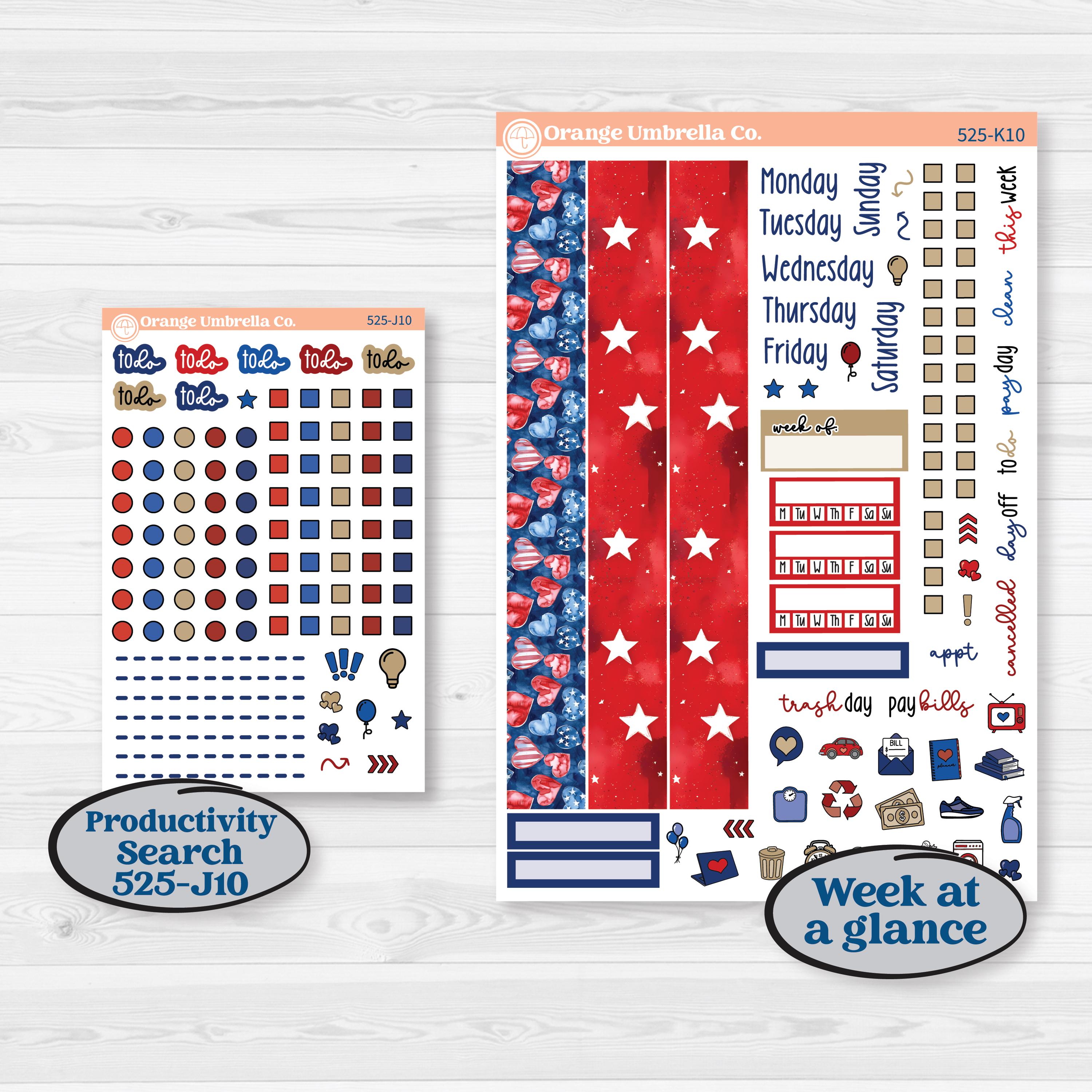 Memorial Day Kit | 7x9 Erin Condren Daily Duo Planner Kit Stickers | Arlington | KIT-525-K
