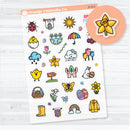 April Easter spring clear matte decorative planner stickers with colorful seasonal icons