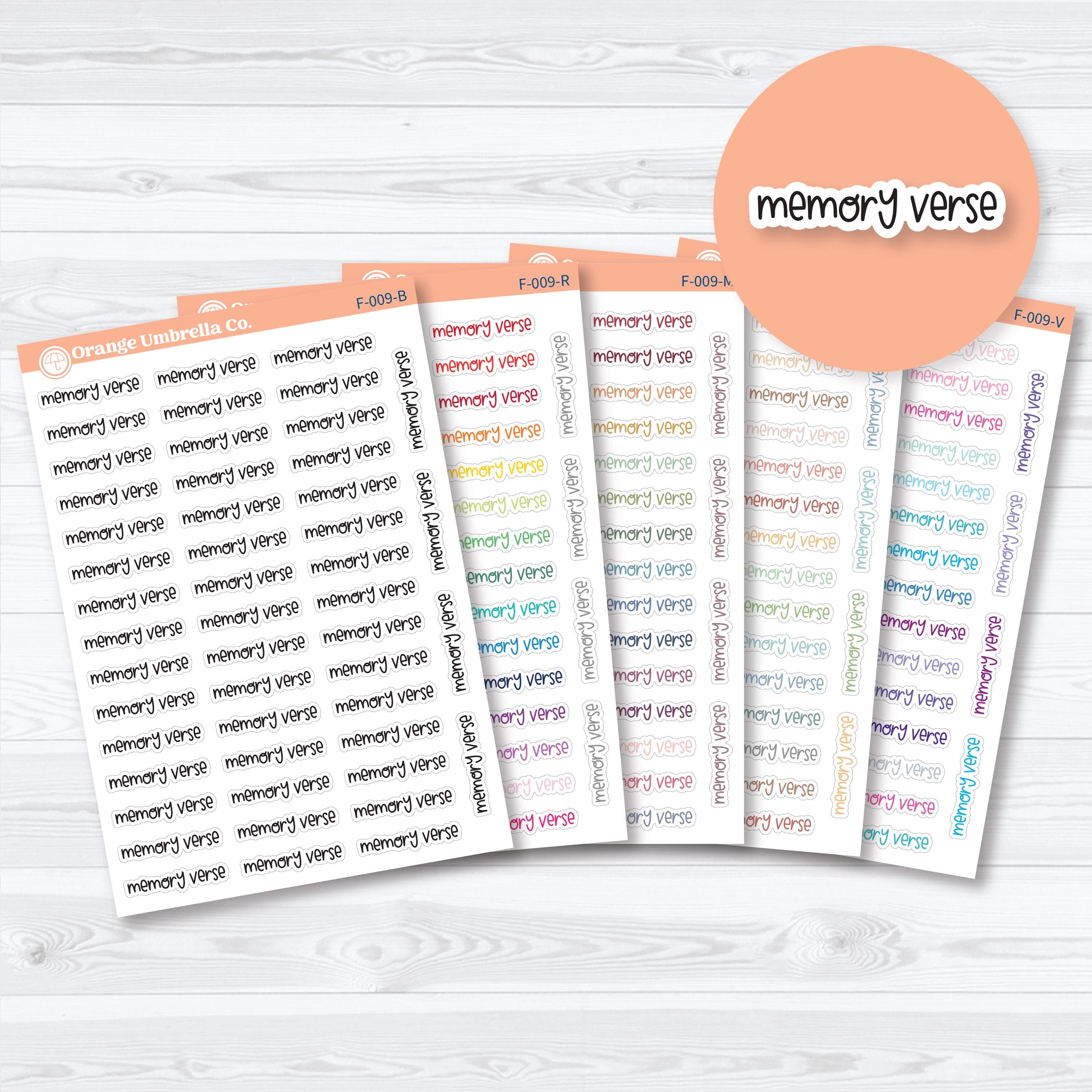 Memory verse script planner stickers in Font 21 for Bible journaling and faith planning
