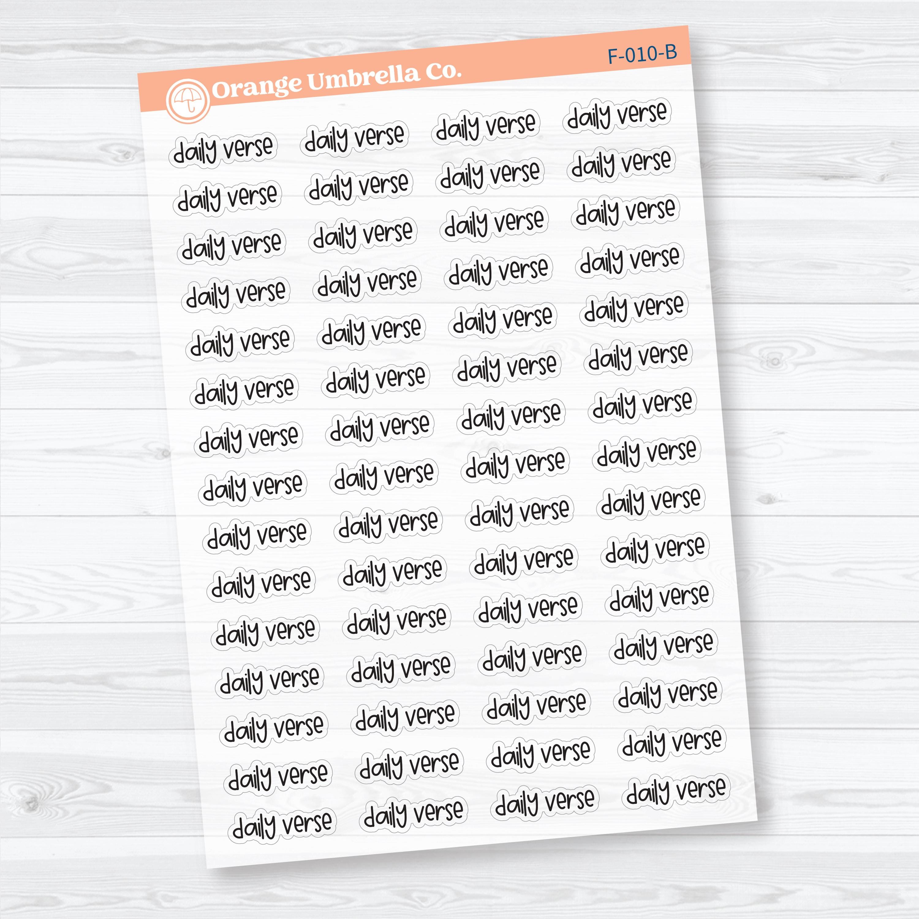 Daily Verse Script | Clear Matte Faith Based Planner Stickers | F-010-CM