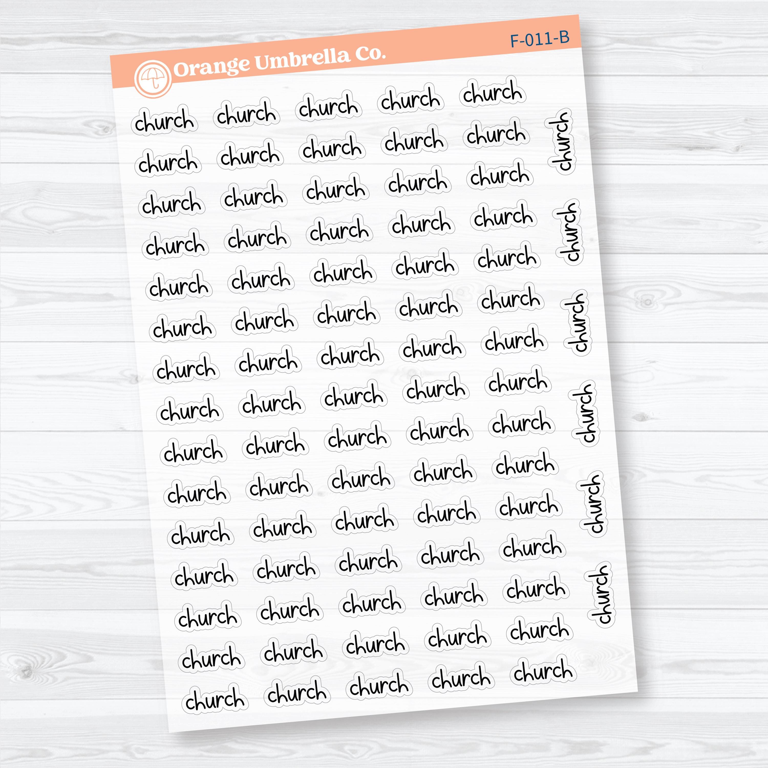 Church Script | Clear Matte Faith Based Planner Stickers | F-011-CM
