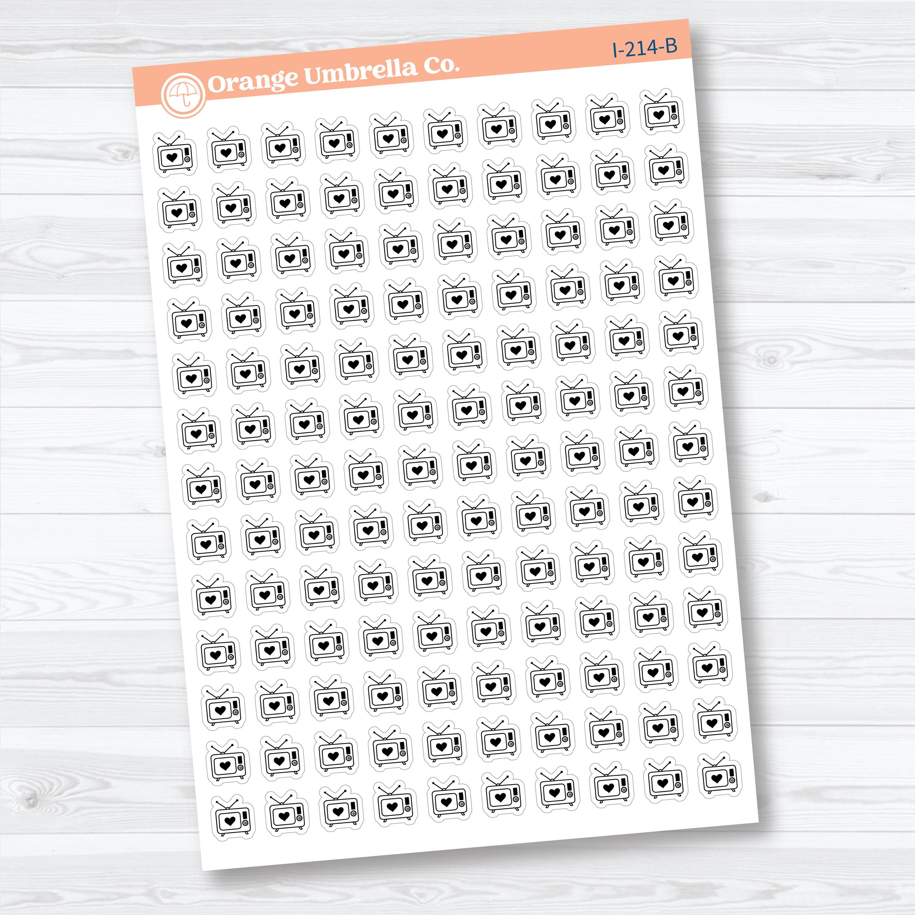 Micro Hand Doodled Television Icons | Planner Stickers | I-214