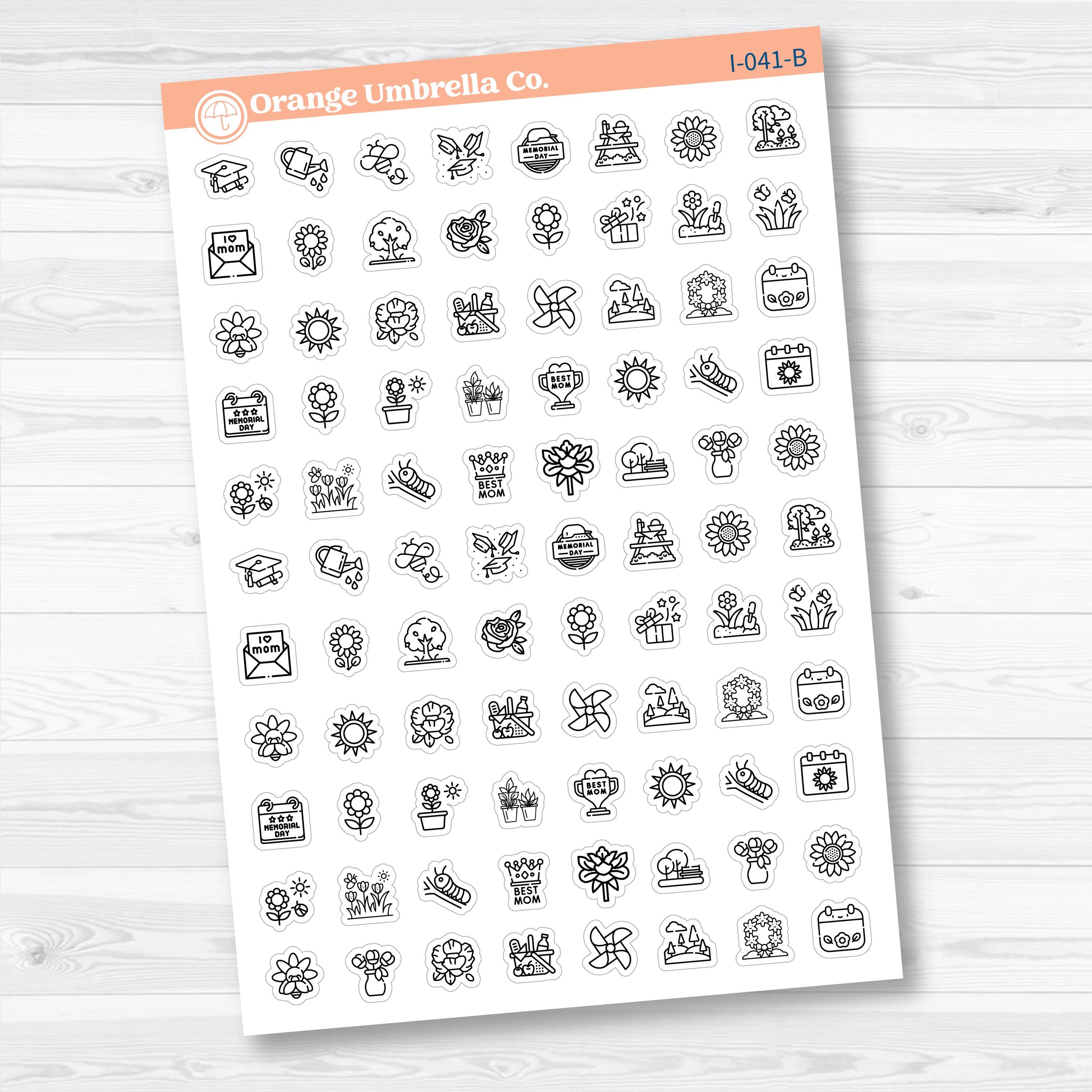 May Holiday & Spring Icons | Planner Stickers | I-041