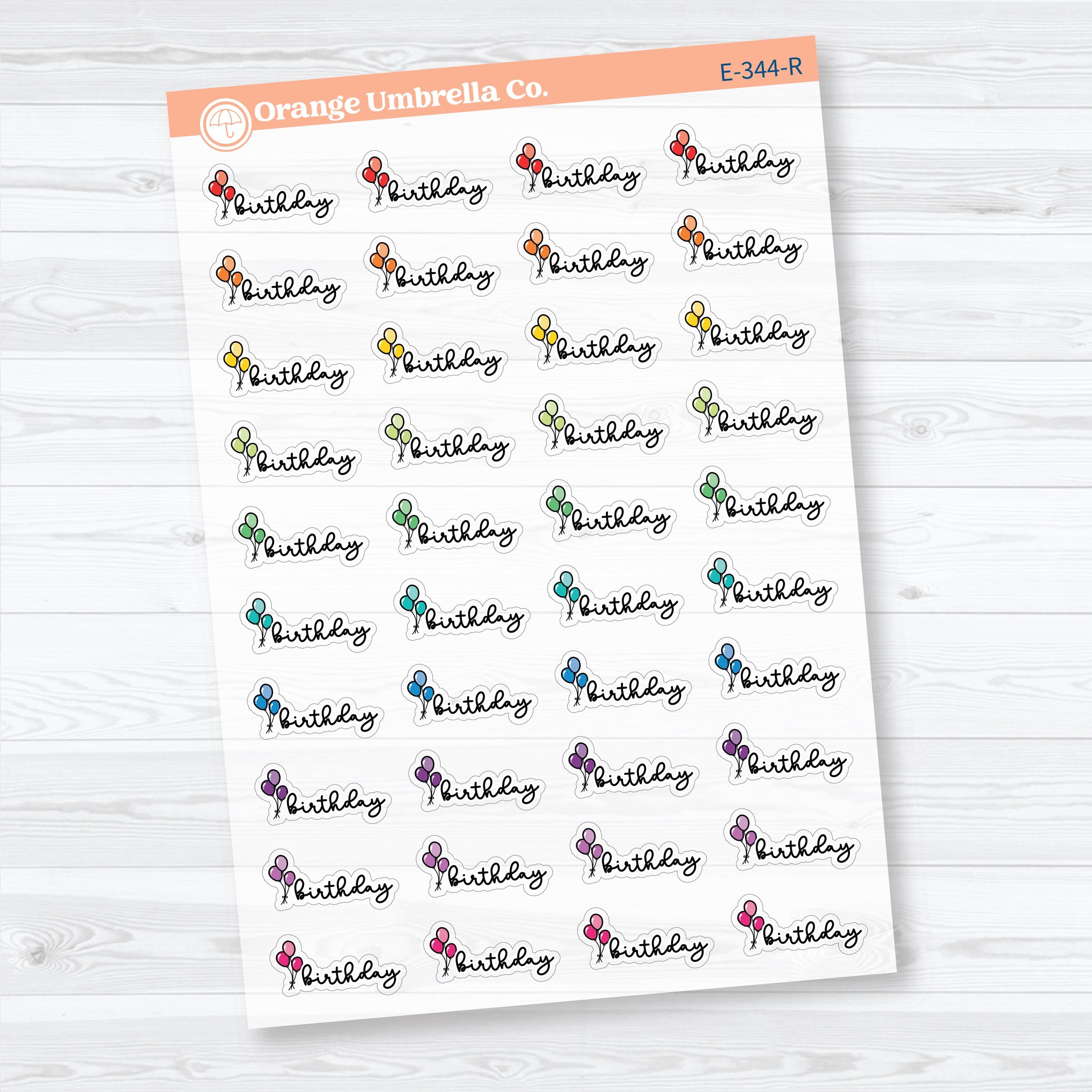 Birthday Event Label | Clear Matte Hand Doodled Planner Stickers | E-344-CM