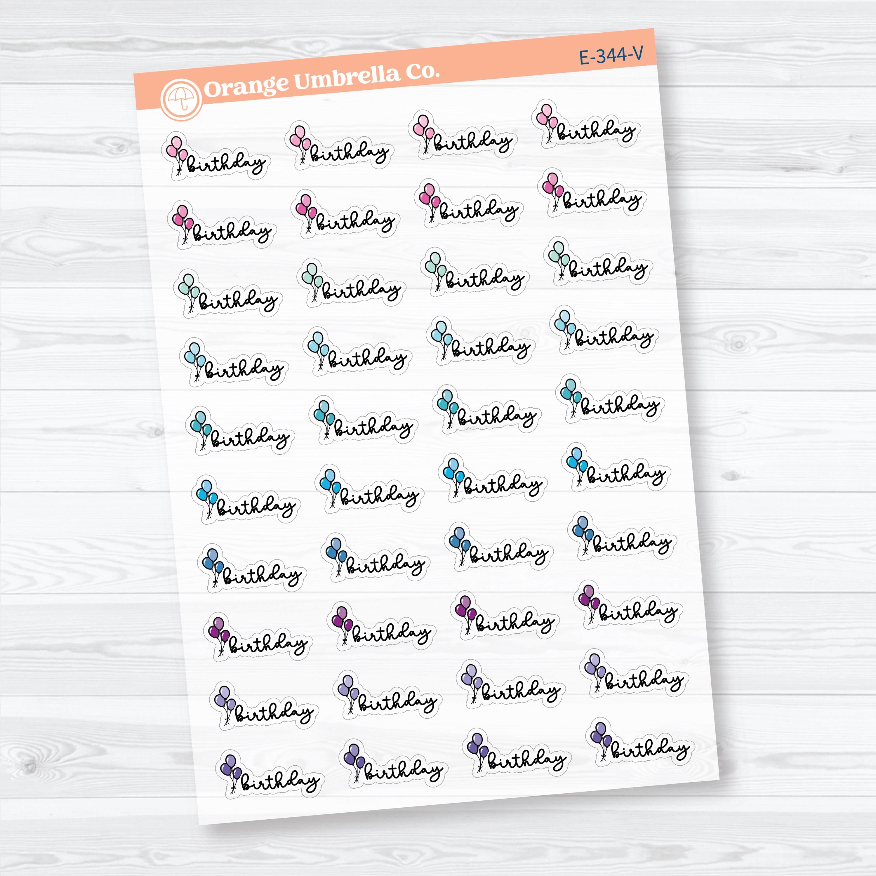 Birthday Event Label | Clear Matte Hand Doodled Planner Stickers | E-344-CM