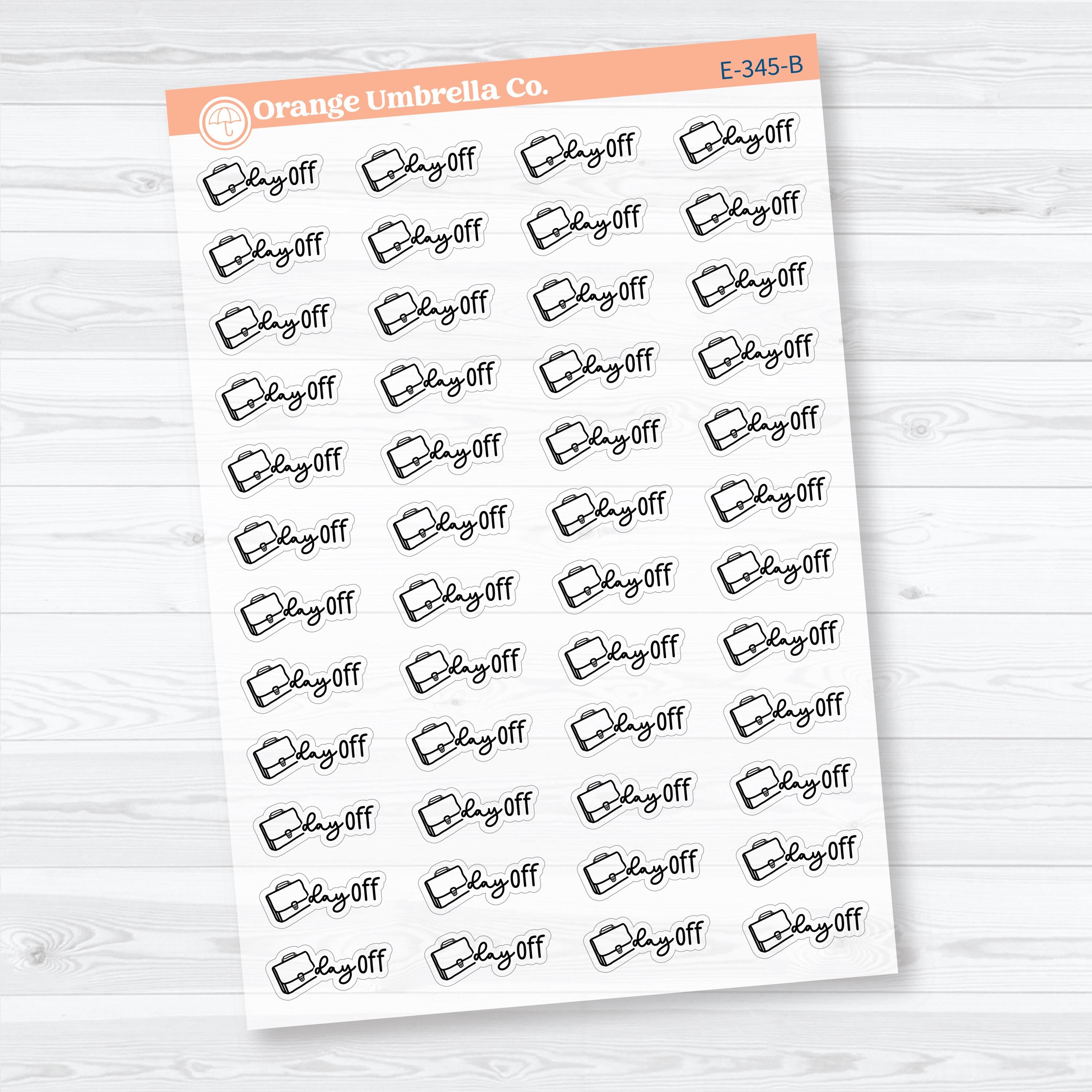 Day Off Event Labels | Hand Doodled Clear Matte Planner Stickers | F18 | E-345-CM