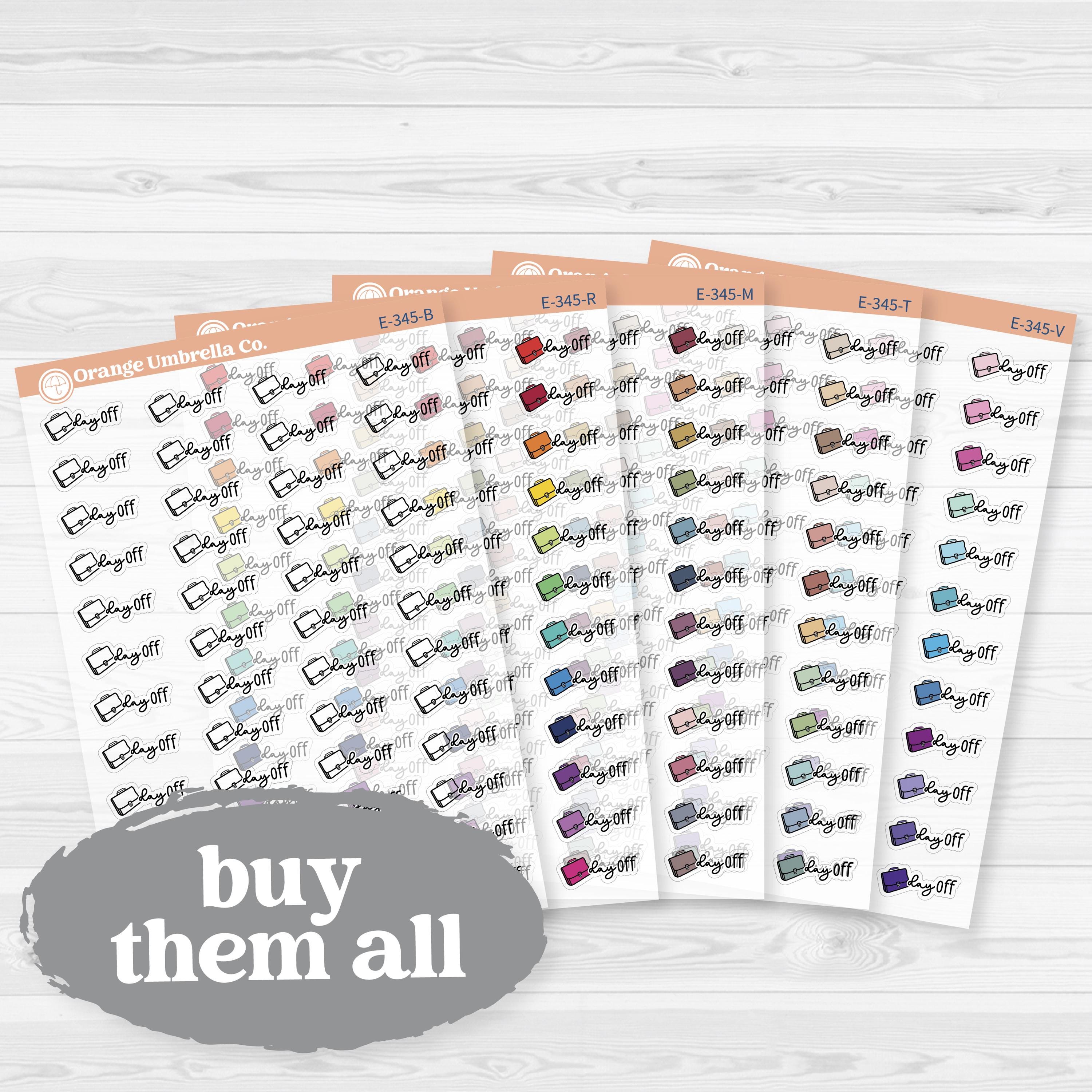 Day Off Event Labels | Hand Doodled Clear Matte Planner Stickers | F18 | E-345-CM