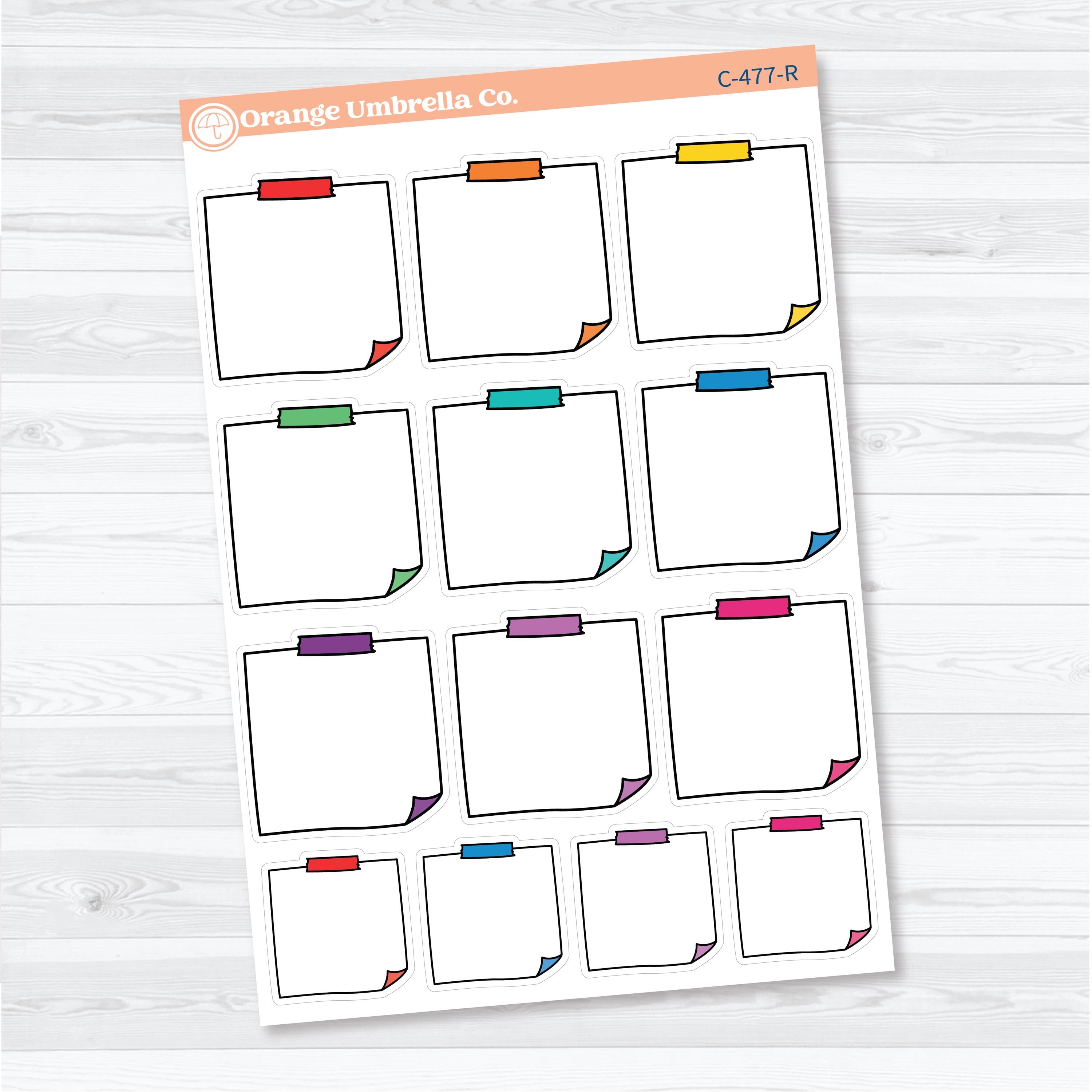 Sticky Note Journaling Planner Stickers | Doodled Note Boxes | C-477