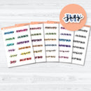 Hand doodled month planner stickers with script monthly headers for planners, bullet journals, and monthly dashboard layoutsHand Doodled Month Planner Stickers | Medium Planner Month Labels | B-209