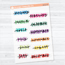 Large Hand Doodled Month Clear Matte Planner Stickers | Large Planner Month Labels | B-211-CM