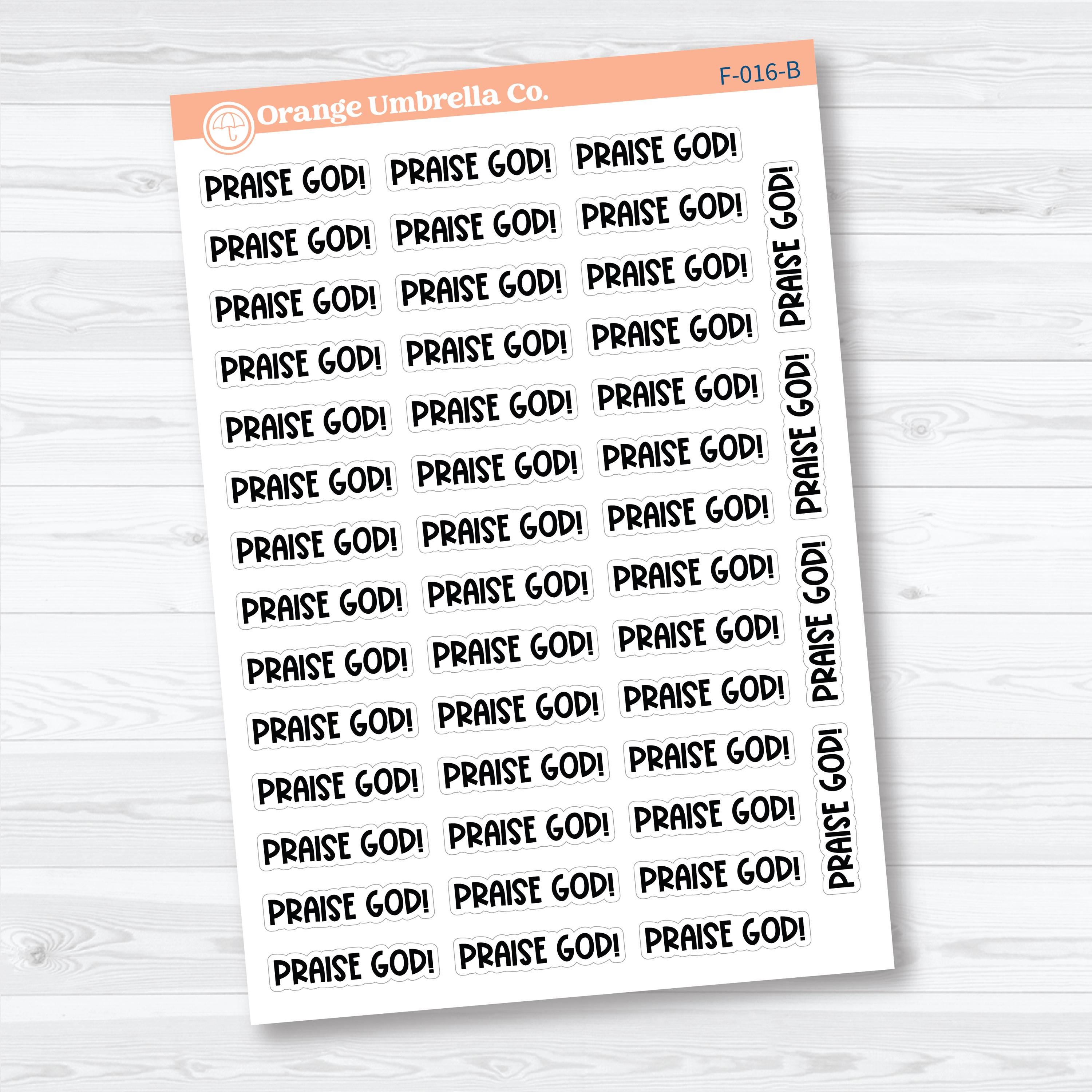 Praise God Funky Font Stickers | Faith & Bible Journaling Stickers | F-016