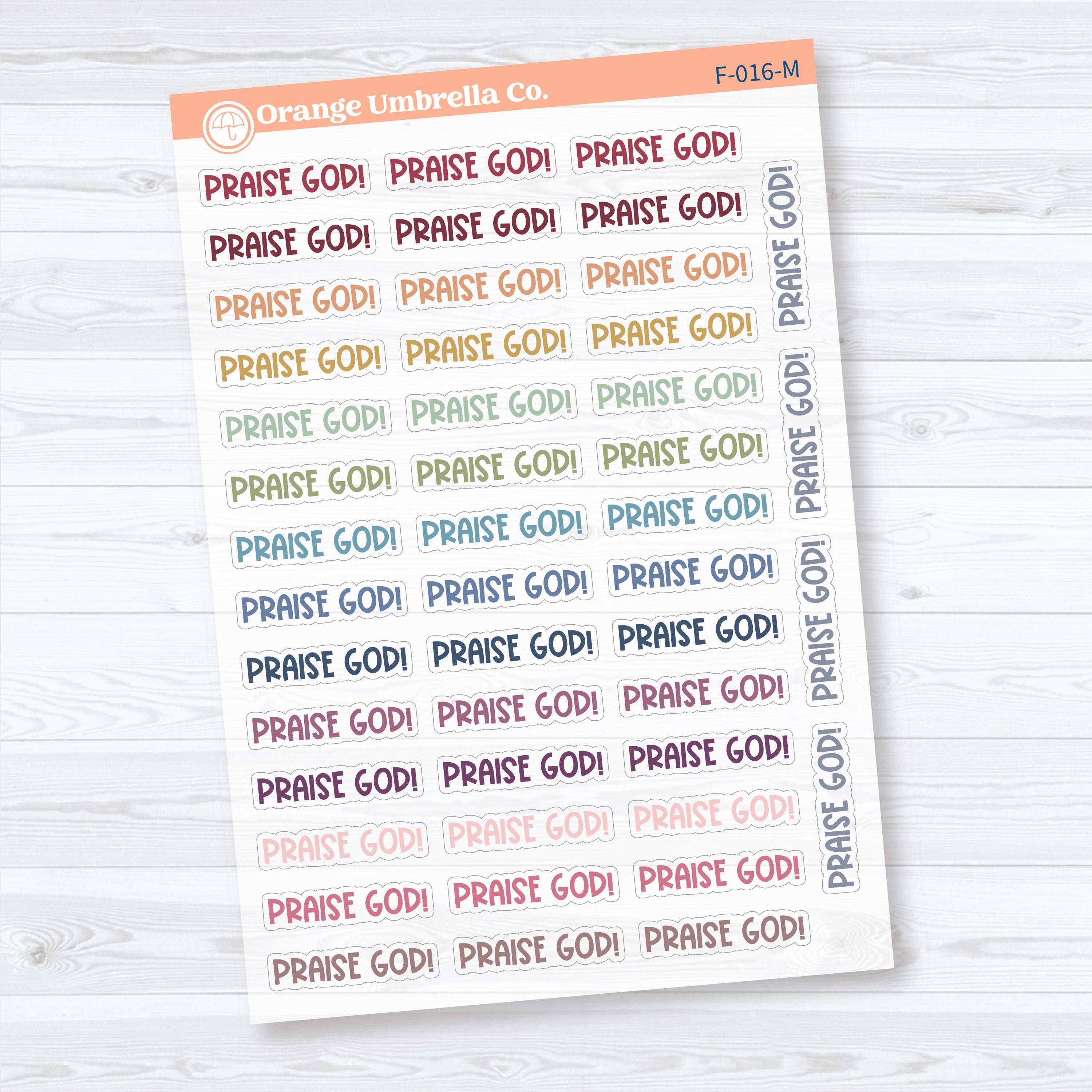 Praise God Funky Font Clear Matte Stickers | Faith & Bible Journaling Stickers | F-016-CM