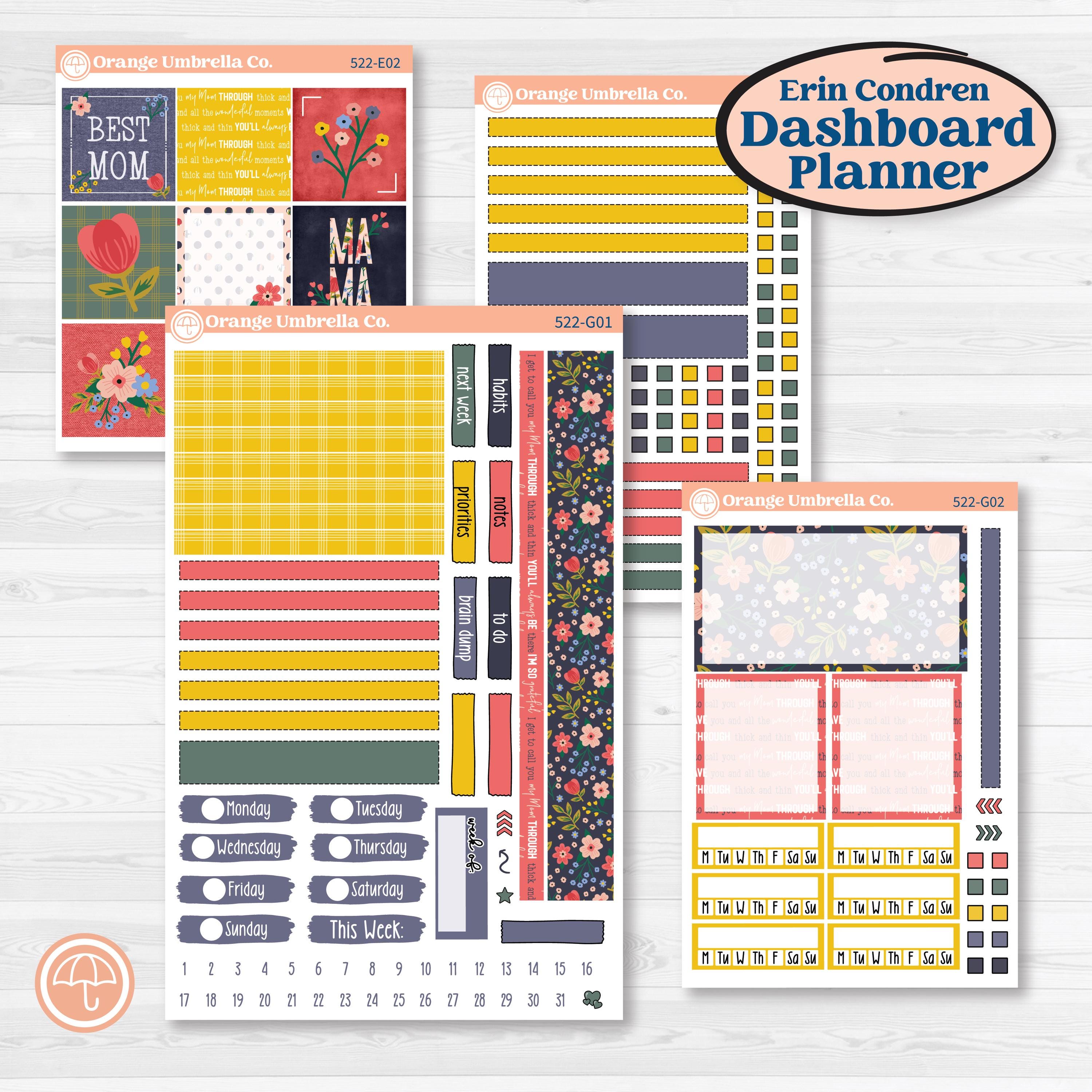 Mother’s Day | Erin Condren Weekly Dashboard Planner Kit Stickers | Best Mom | KIT-522-G