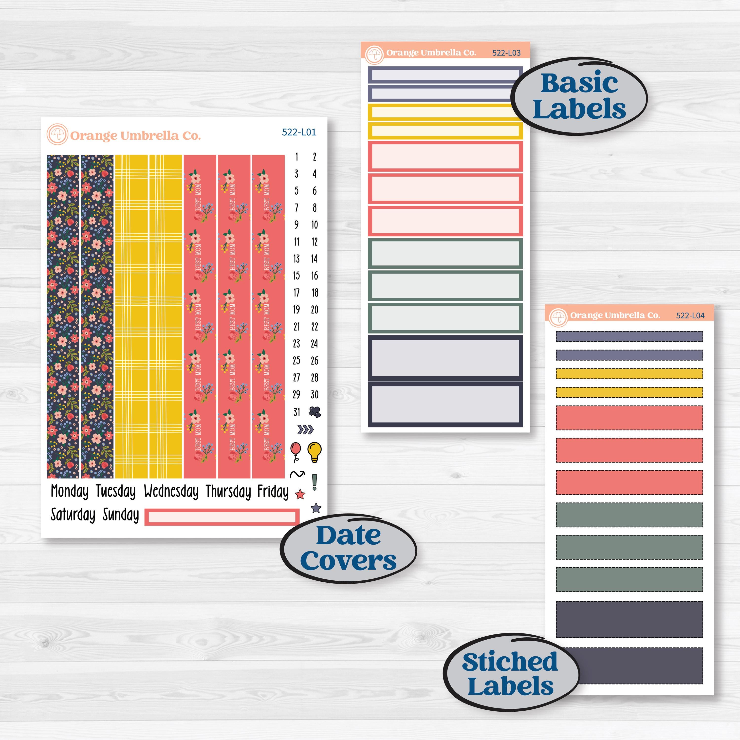 Mother’s Day | 7x9 Plum Daily Planner Kit Stickers | Best Mom | KIT-522-L