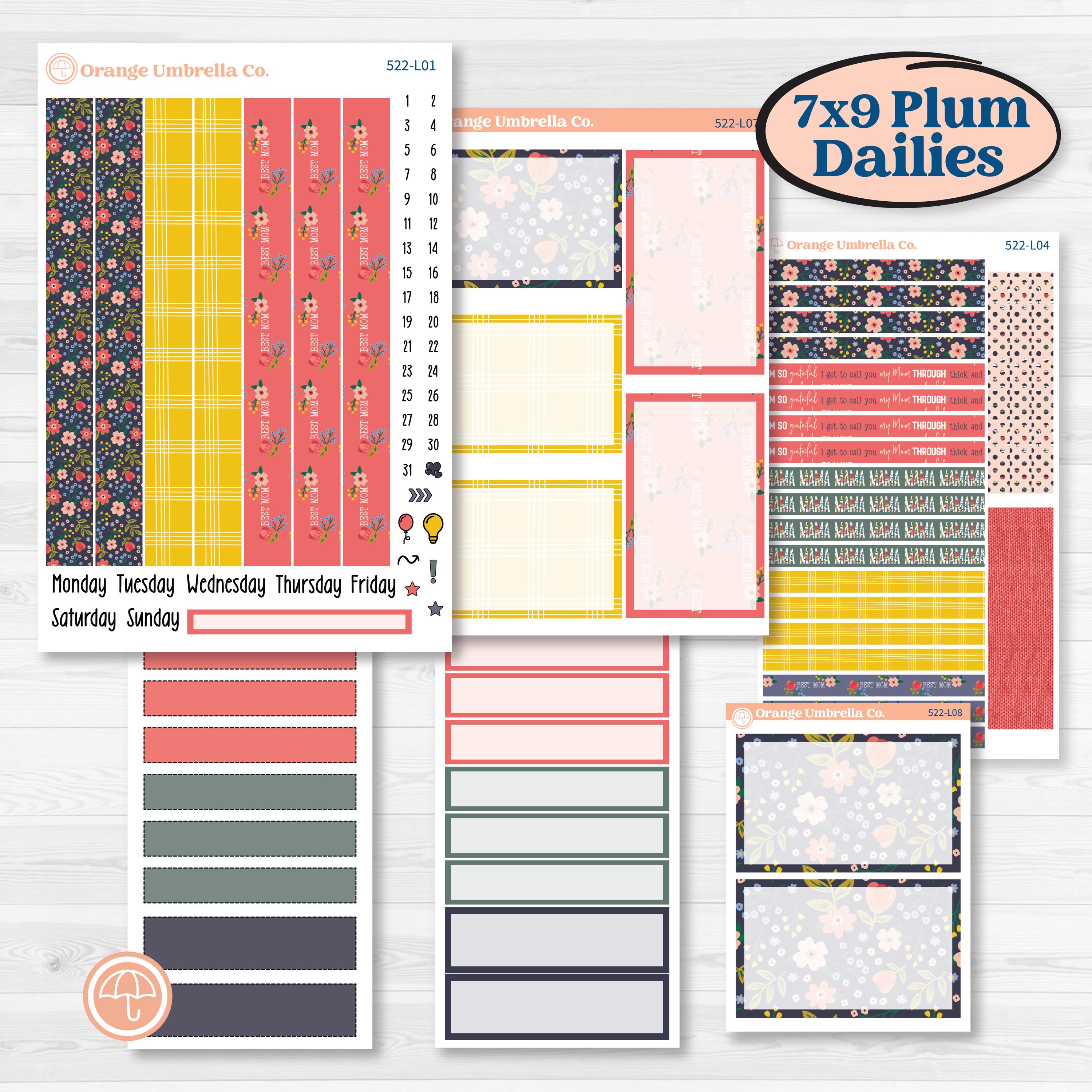 Mother’s Day | 7x9 Plum Daily Planner Kit Stickers | Best Mom | KIT-522-L