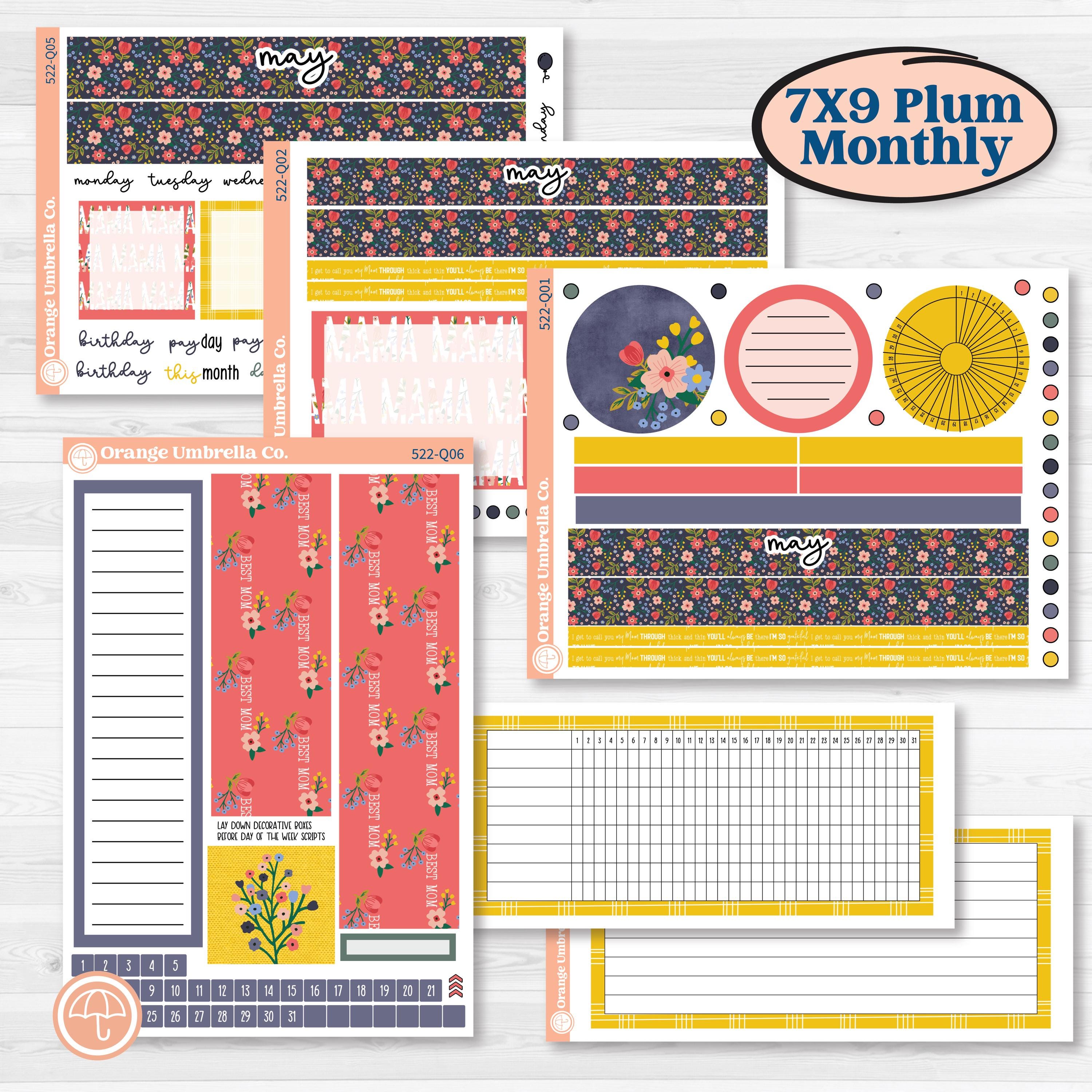 Mother’s Day | 7x9 Plum Monthly & Dashboard Planner Kit Stickers | Best Mom | KIT-522-Q