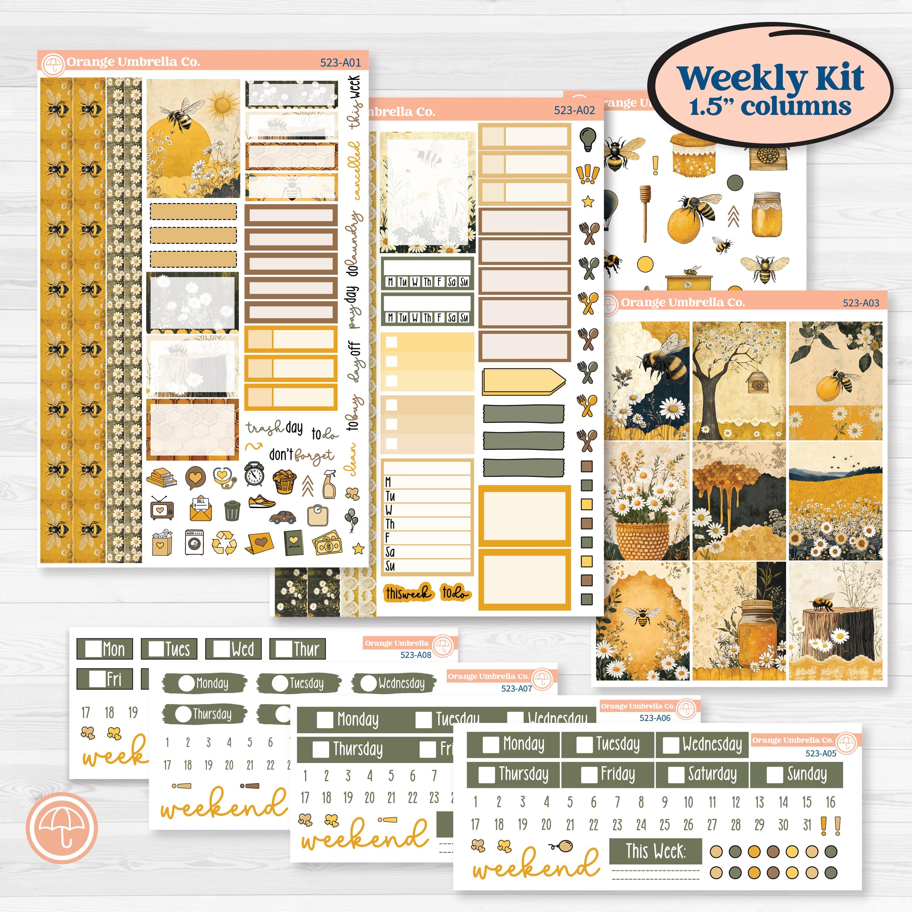 Honeybee Garden | Weekly Sticker Kit for Vertical Planners like Erin Condren | Bumble | KIT-523-A