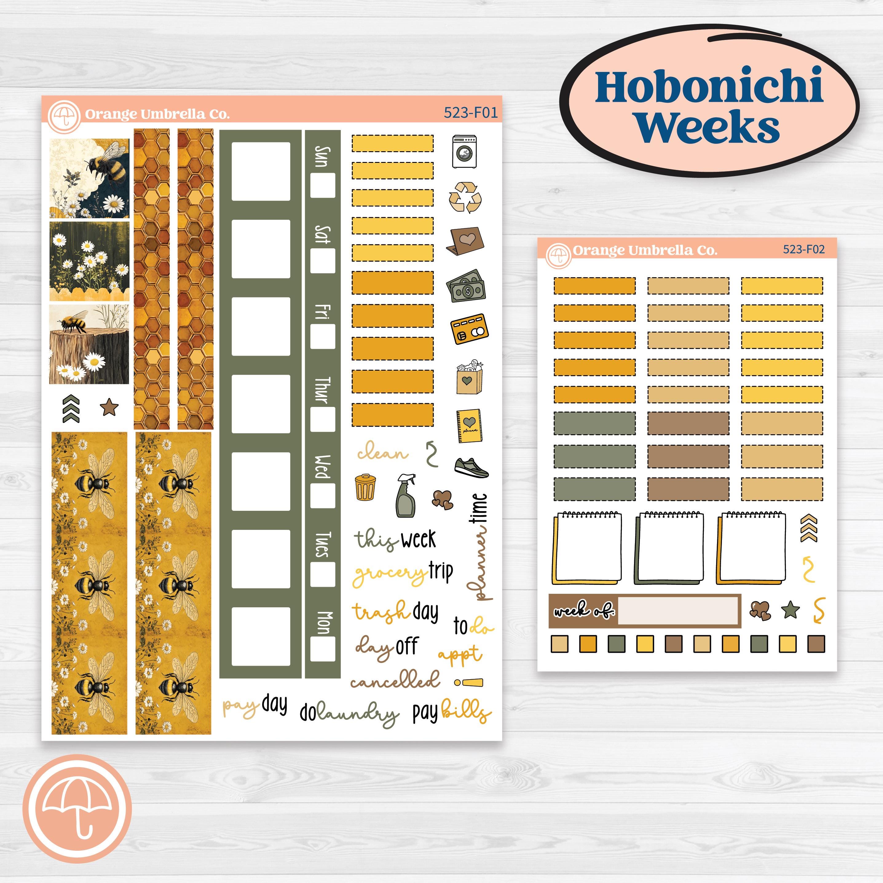 Honeybee Garden | Hobonichi Weeks Weekly Planner Kit Stickers | Bumble | KIT-523-F