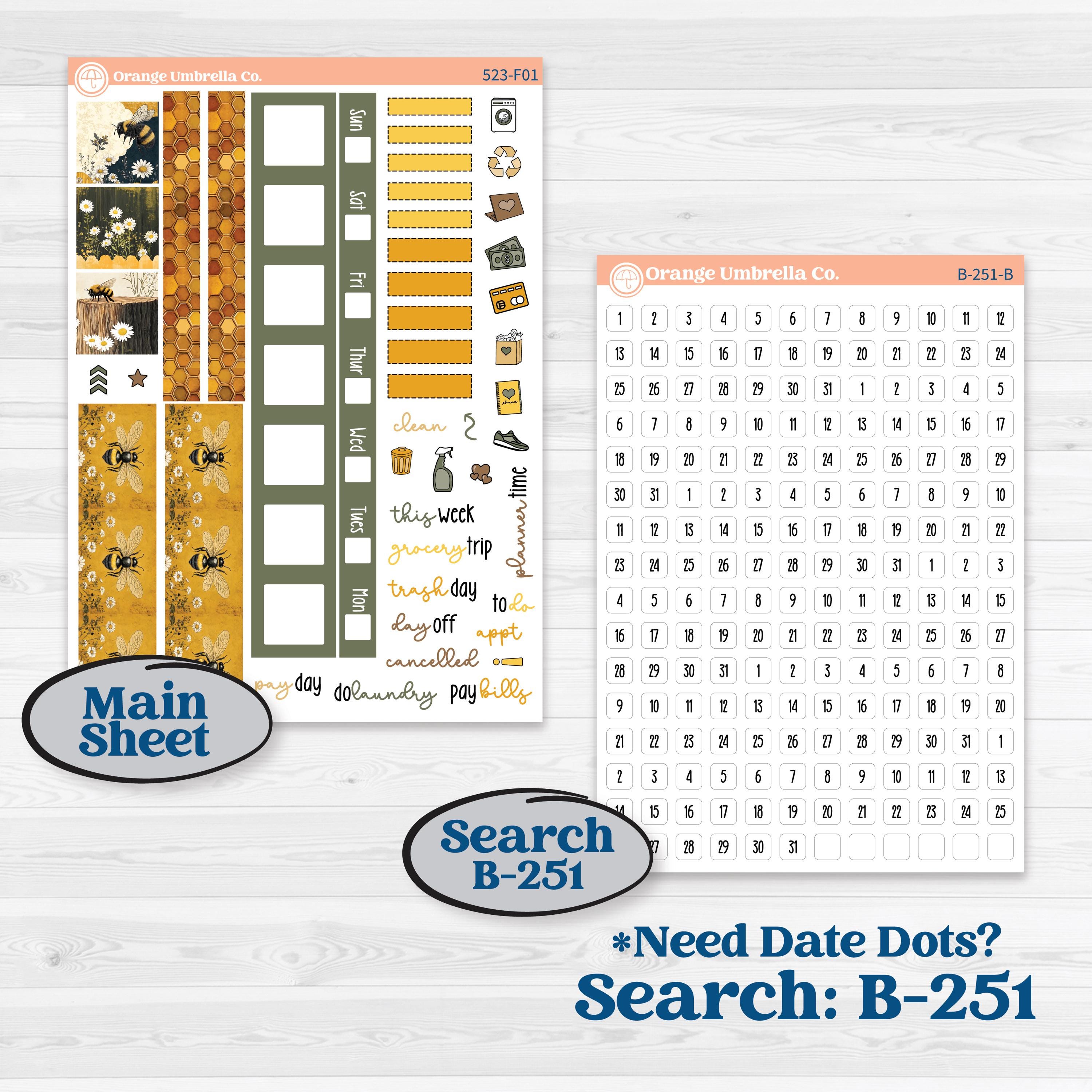 Honeybee Garden | Hobonichi Weeks Weekly Planner Kit Stickers | Bumble | KIT-523-F