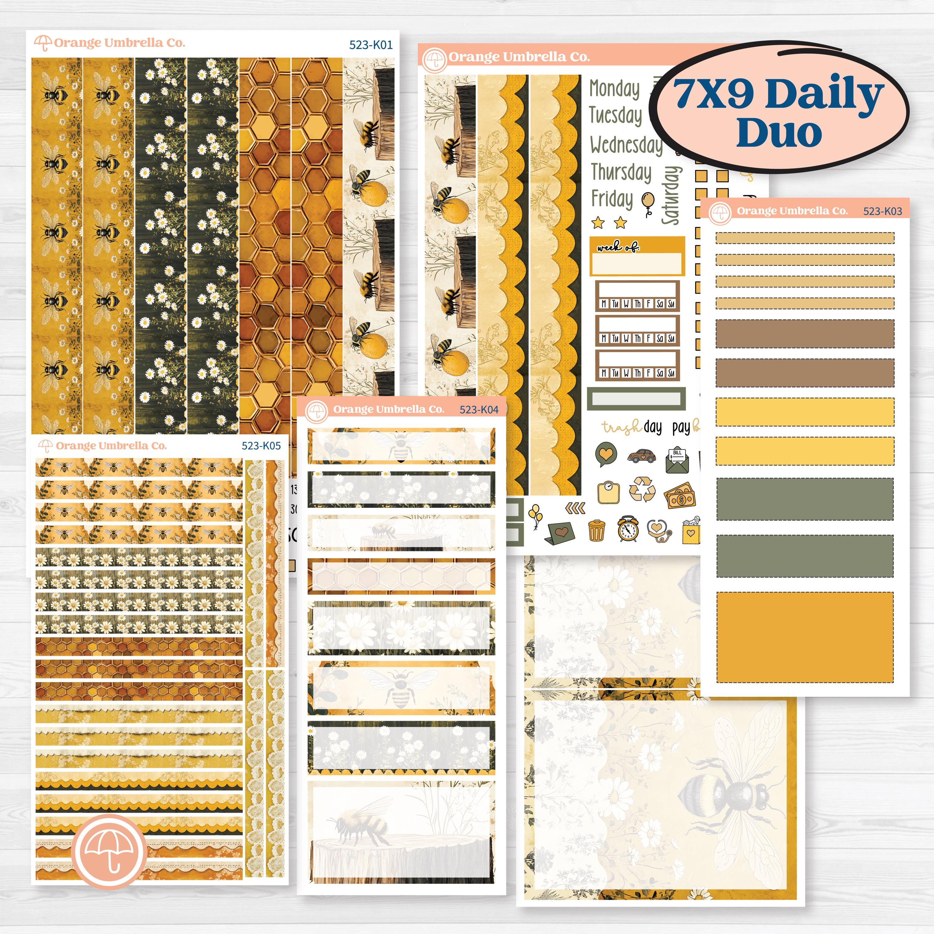 Honeybee Garden | 7x9 Erin Condren Daily Duo Planner Kit Stickers | Bumble | KIT-523-K