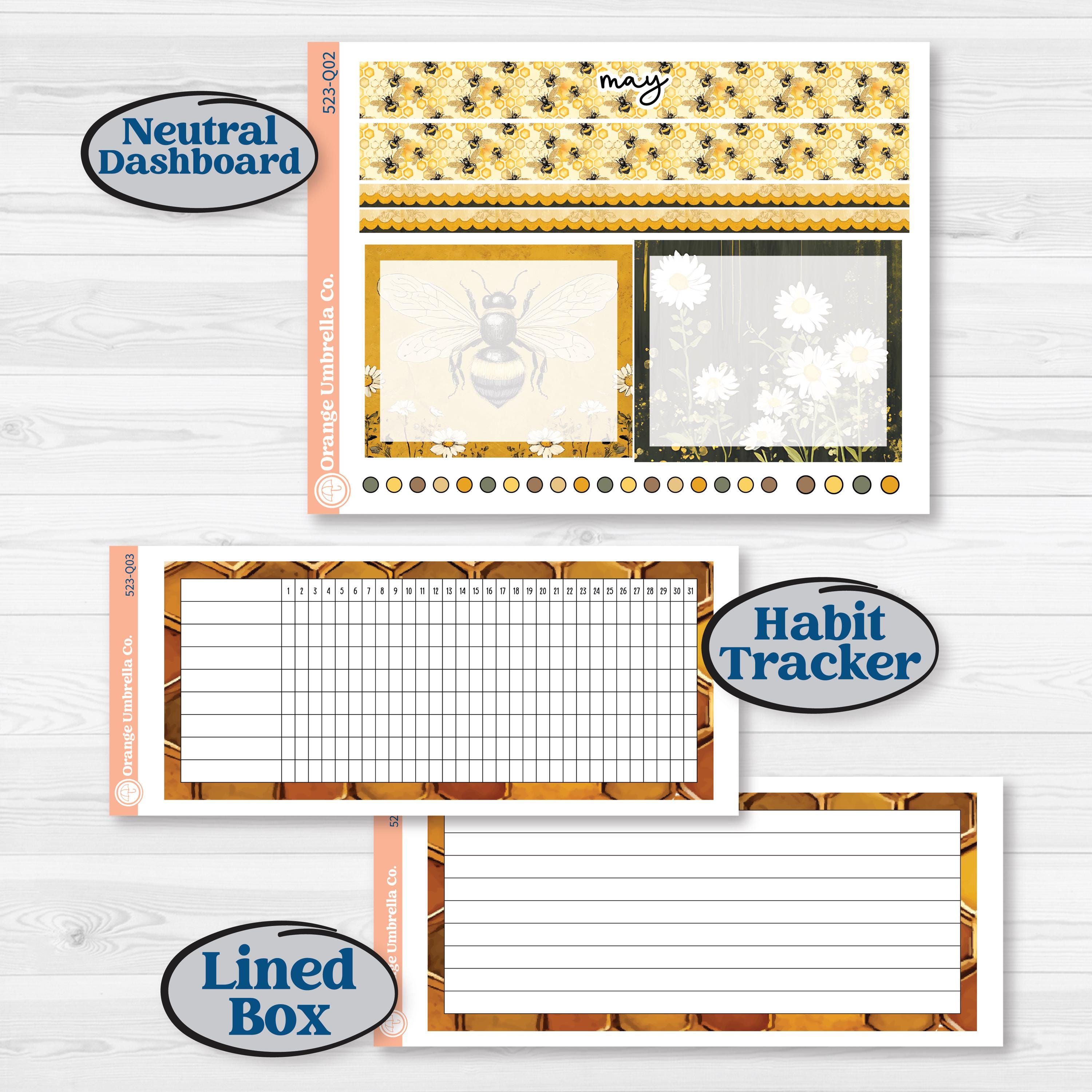 Honeybee Garden | 7x9 Plum Monthly & Dashboard Planner Kit Stickers | Bumble | KIT-523-Q