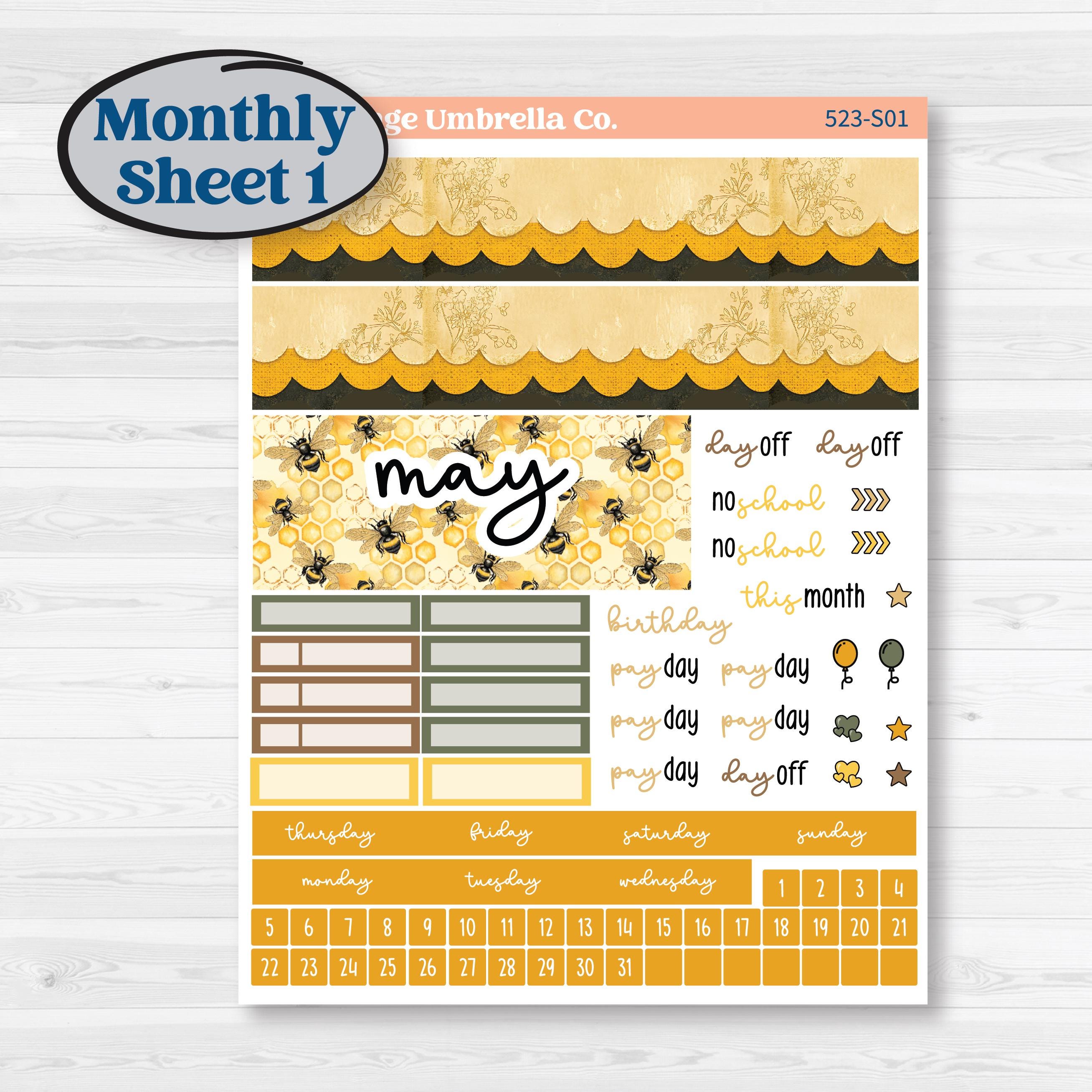 Honeybee Garden | Hobonichi Cousin Monthly Planner Kit Stickers | Bumble | KIT-523-S