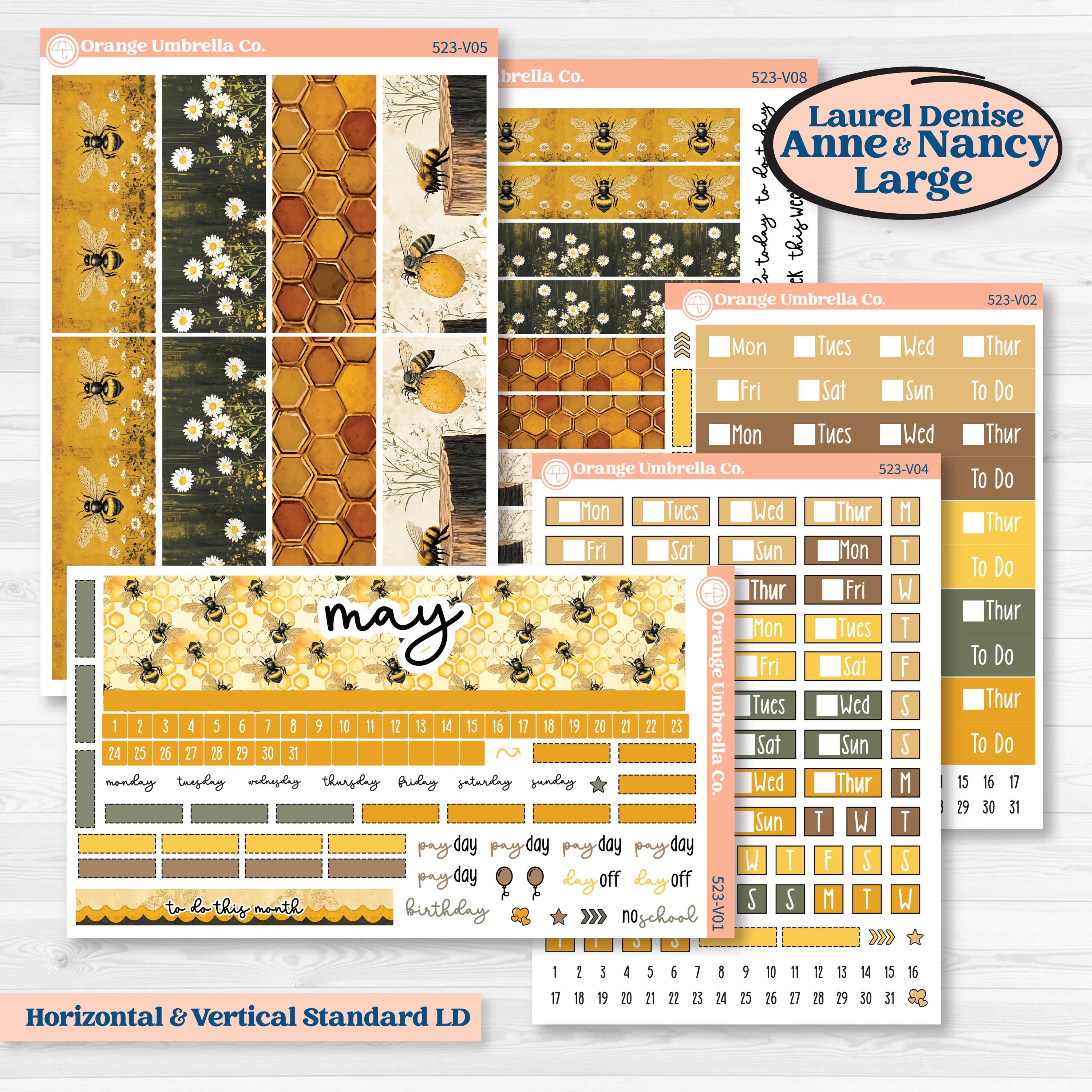 Honeybee Garden | Laurel Denise Nancy Large & Anne Large Planner Kit Stickers | Bumble | KIT-523-V