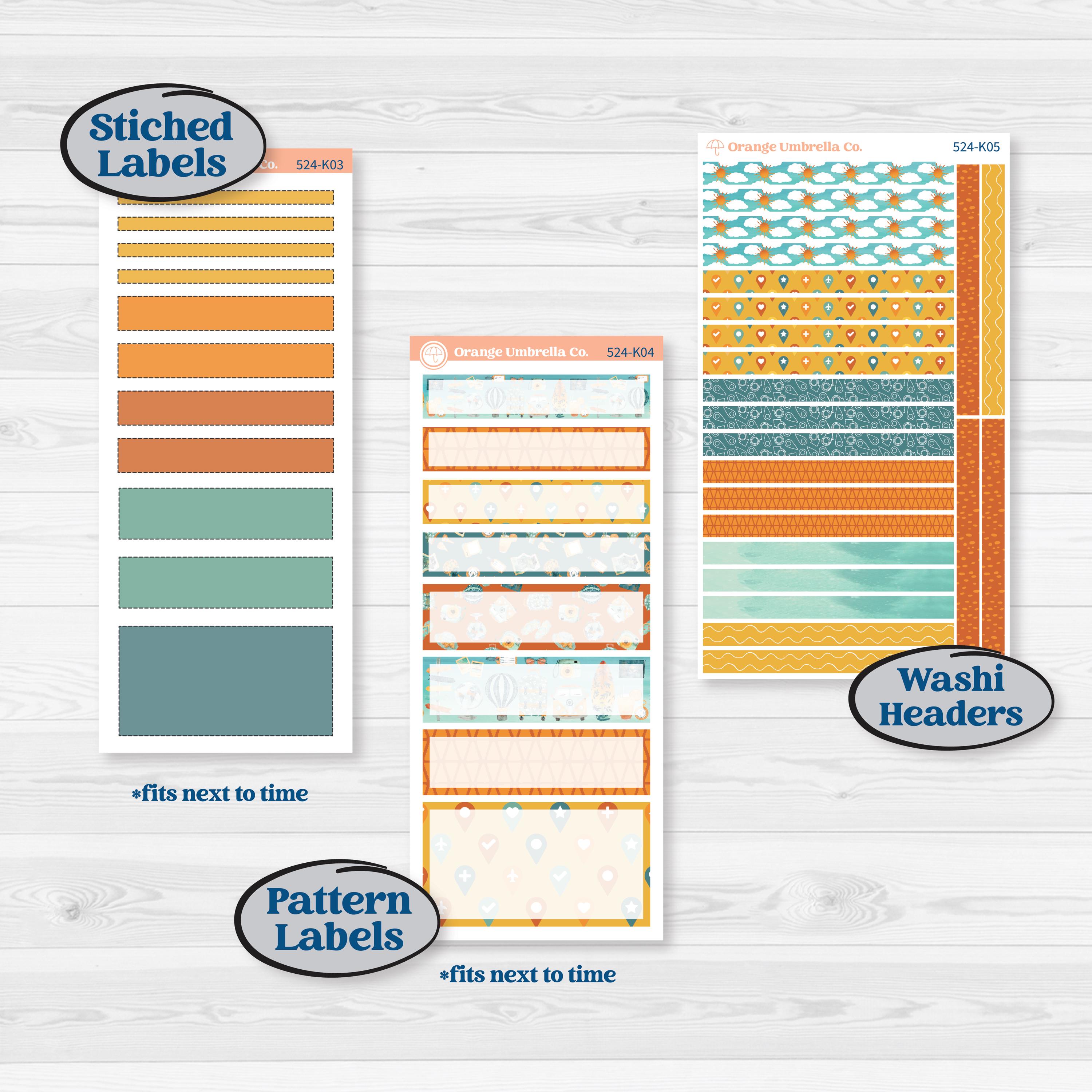 Summer Road Trip | 7x9 Erin Condren Daily Duo Planner Kit Stickers | Road Less Traveled | KIT-524-K