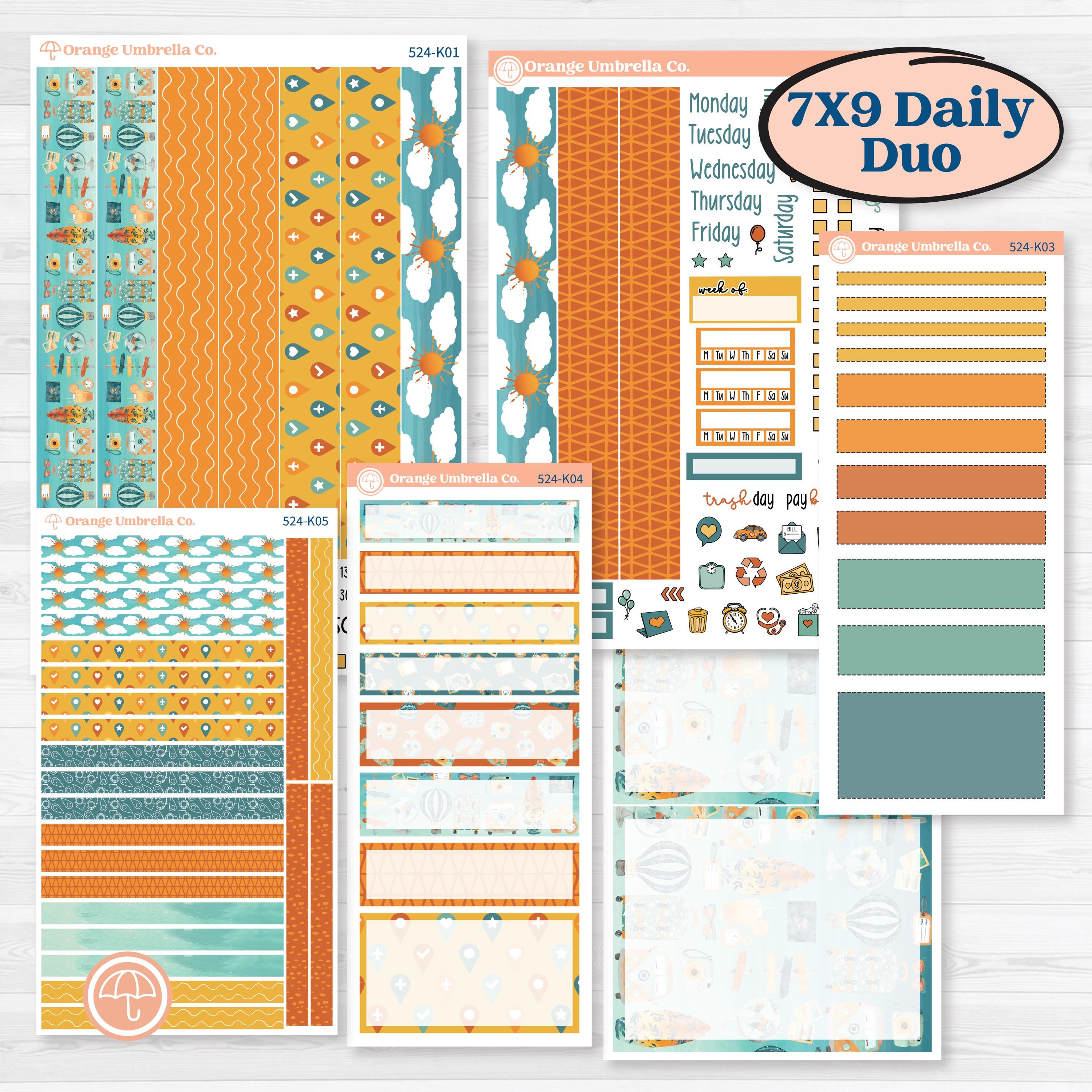 Summer Road Trip | 7x9 Erin Condren Daily Duo Planner Kit Stickers | Road Less Traveled | KIT-524-K
