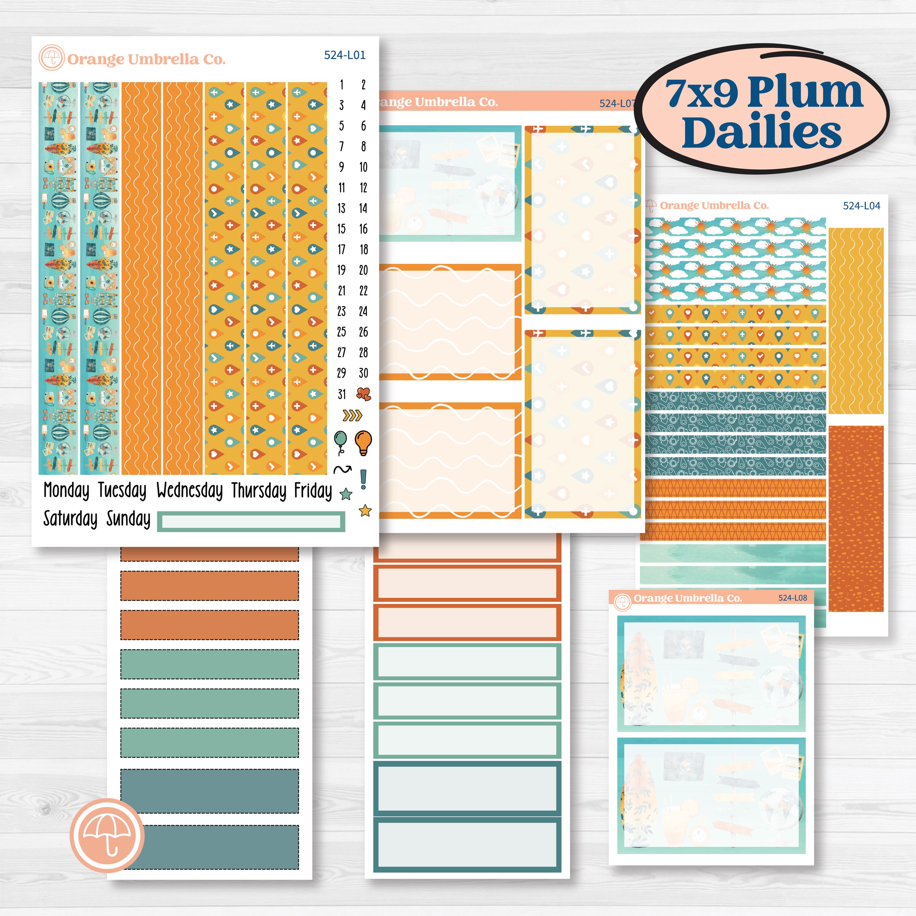 Summer Road Trip | 7x9 Plum Daily Planner Kit Stickers | Road Less Traveled | KIT-524-L