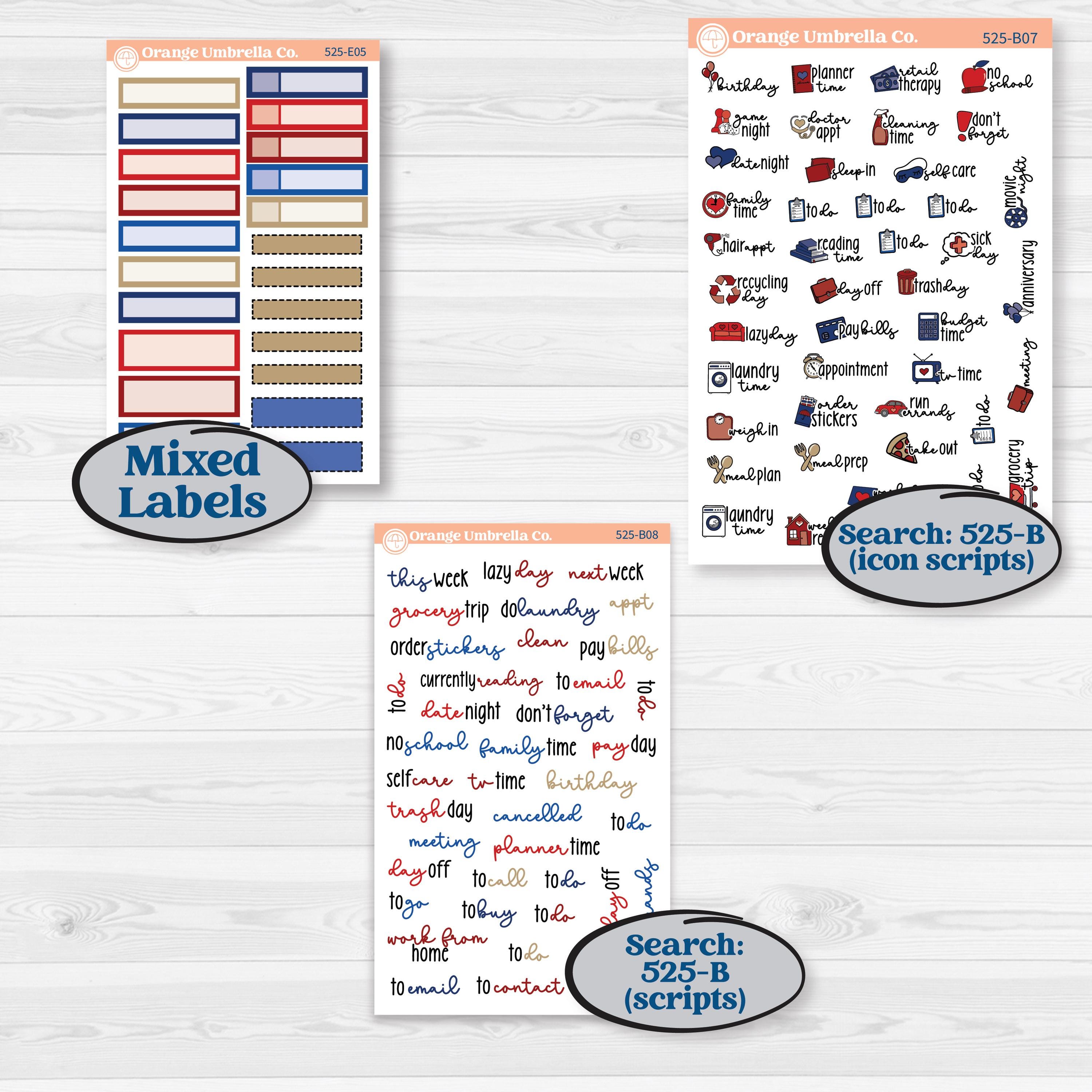 Memorial Day Kit | Hobonichi Cousin Weekly & Daily Planner Kit Stickers | Arlington | KIT-525-E