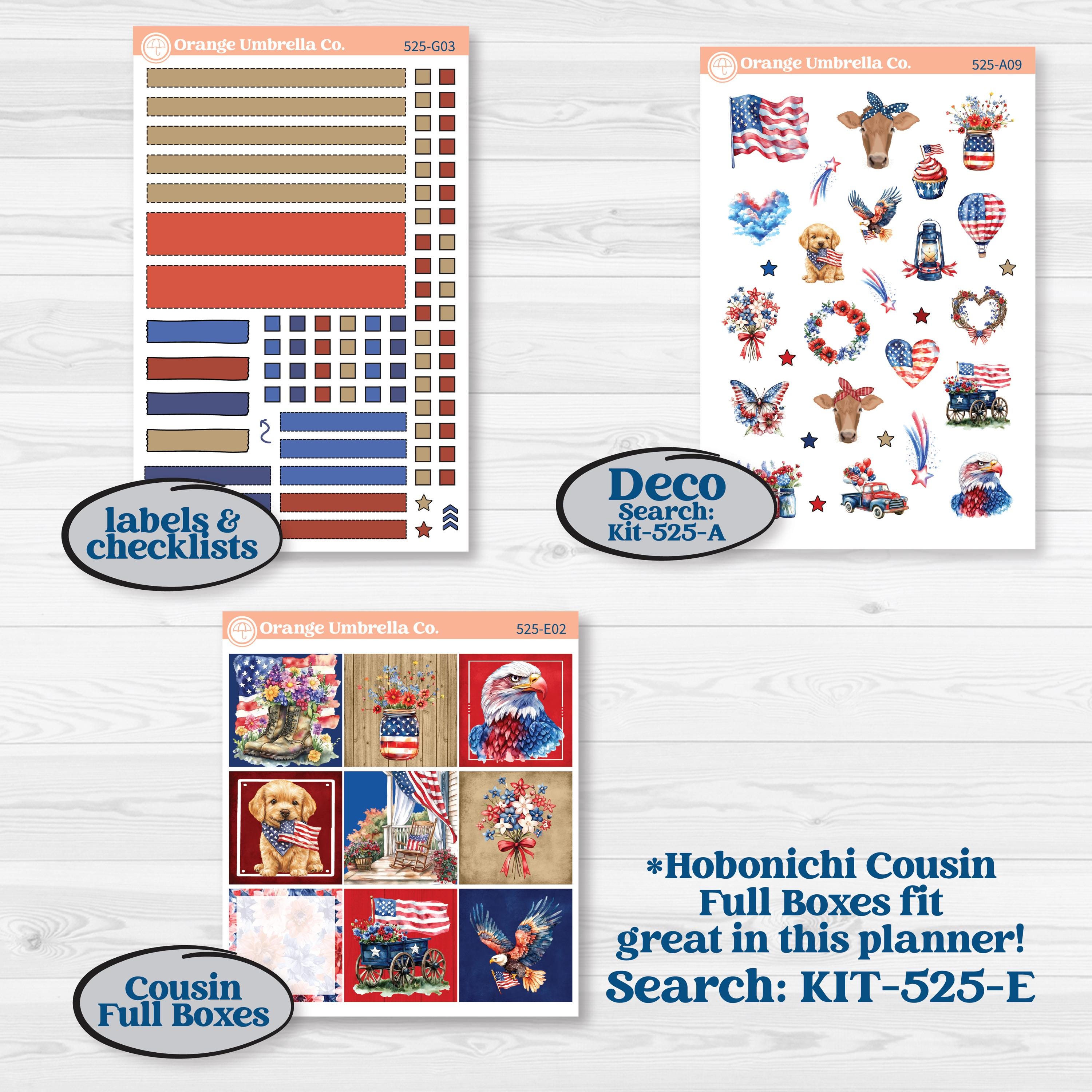 Memorial Day Kit | Erin Condren Weekly Dashboard Planner Kit Stickers | Arlington | KIT-525-G