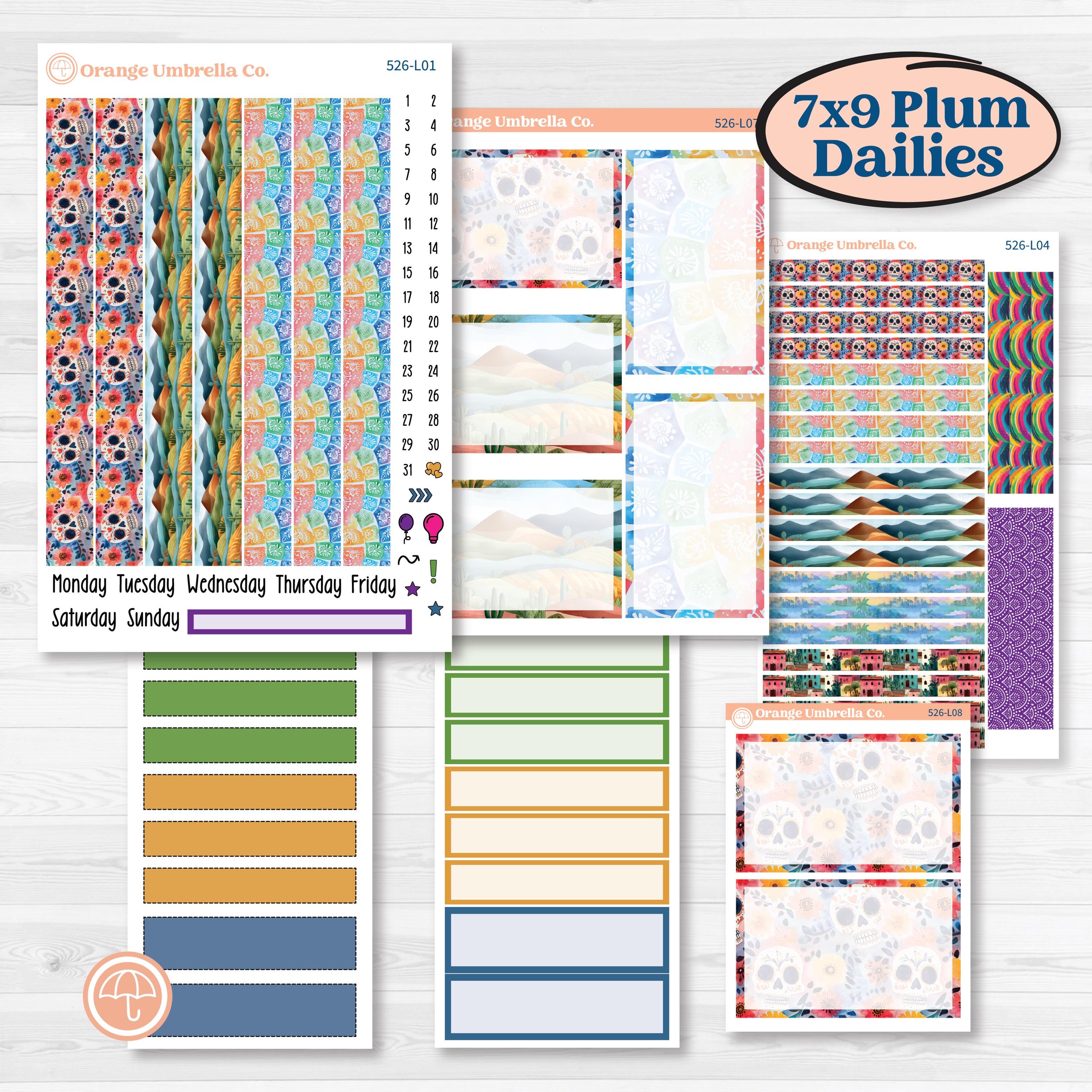 Cinco De Mayo Kit | 7x9 Plum Daily Planner Kit Stickers | Señor Chili | KIT-526-L