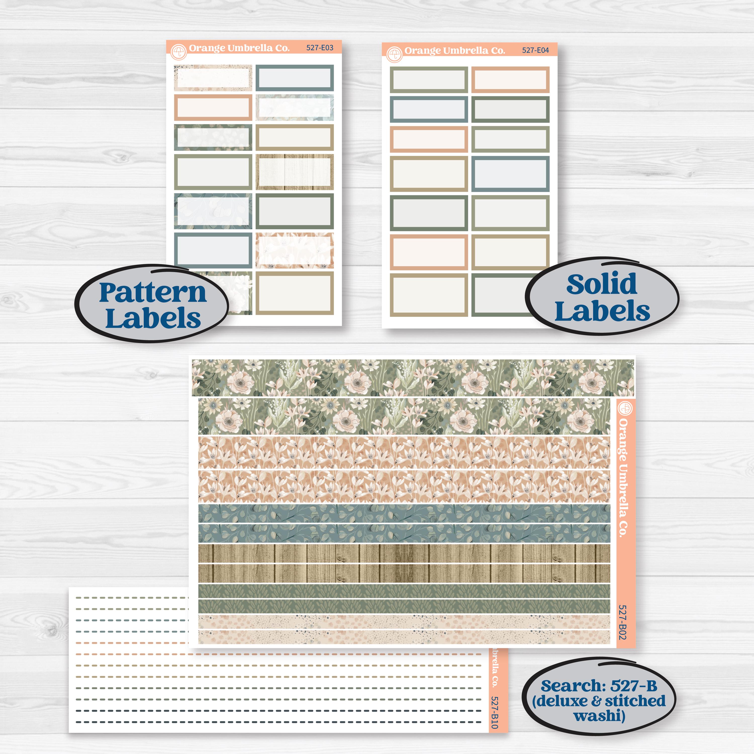 Neutral Botanical | Hobonichi Cousin Weekly & Daily Planner Kit Stickers | Sage | KIT-527-E