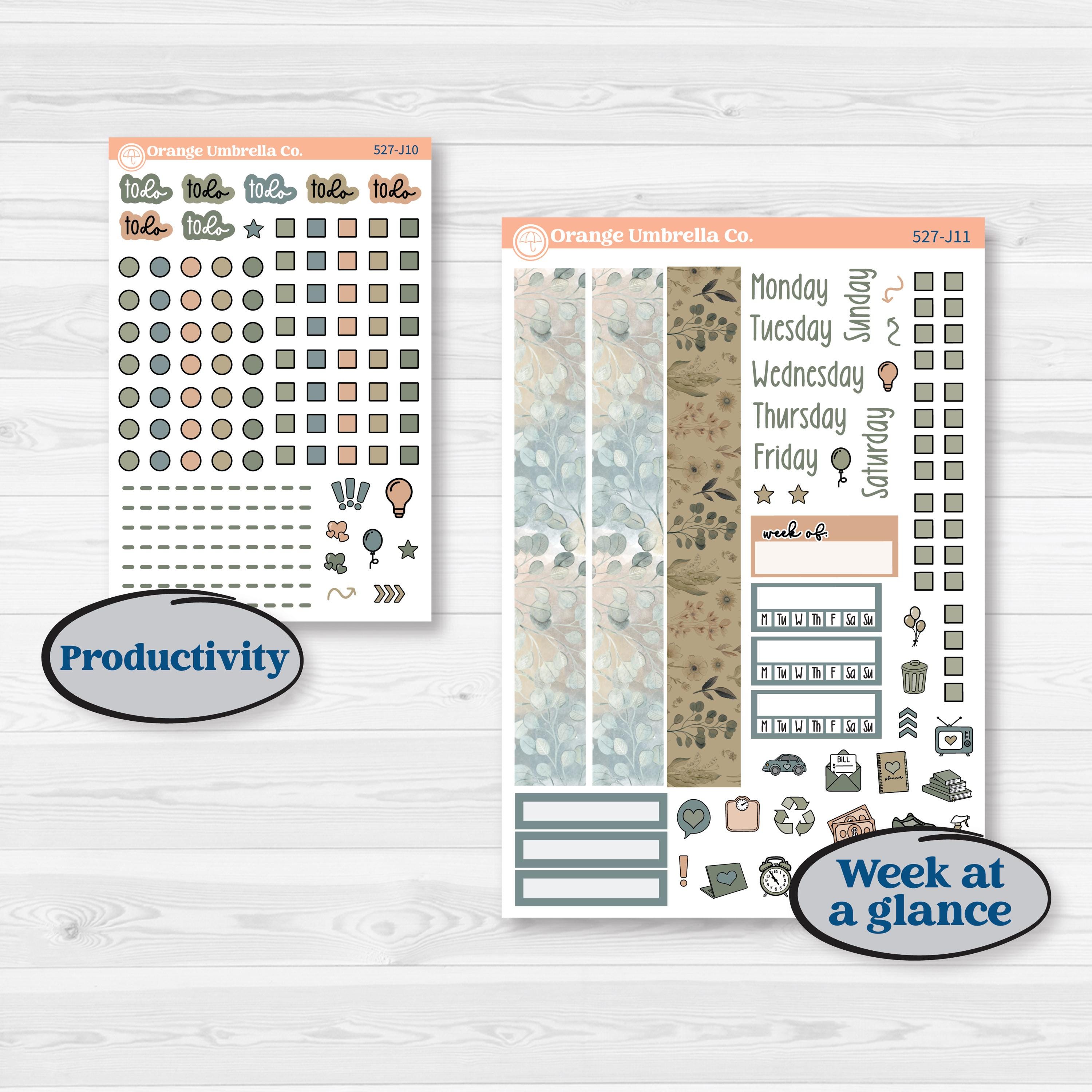 Neutral Botanical | A5 Daily Duo Planner Kit Stickers | Sage | KIT-527-J