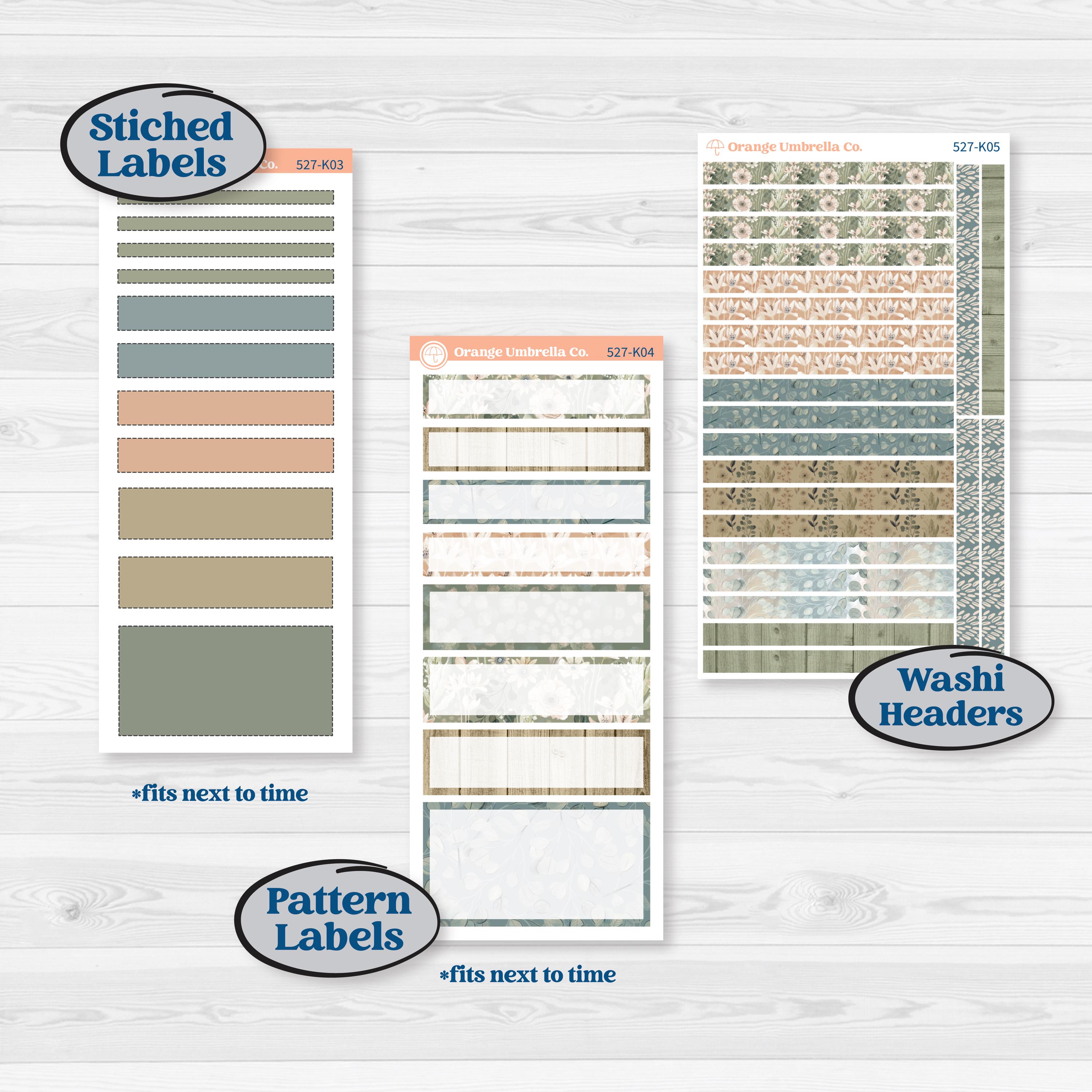 Neutral Botanical | 7x9 Erin Condren Daily Duo Planner Kit Stickers | Sage | KIT-527-K